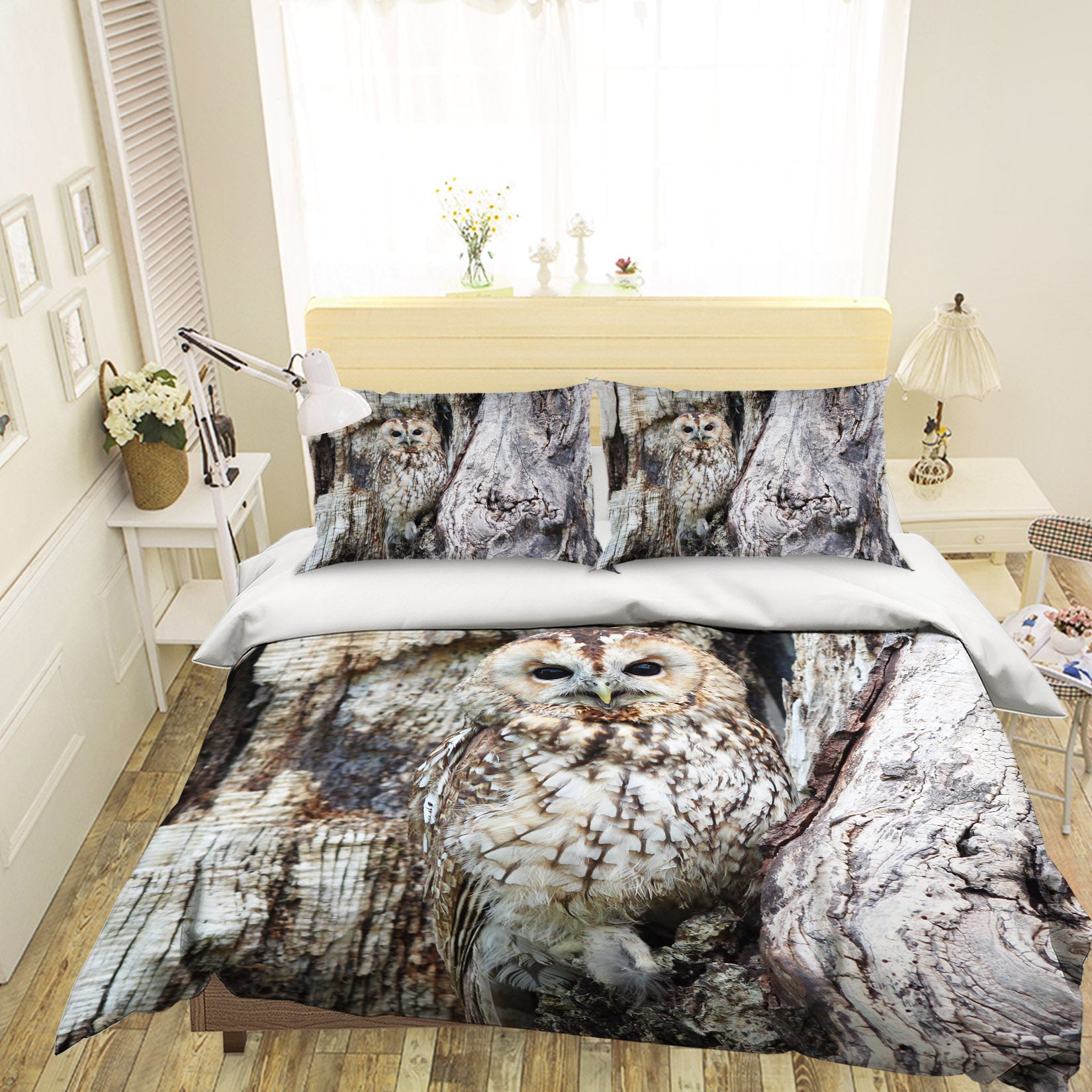 3D Owl 1932 Bed Pillowcases Quilt