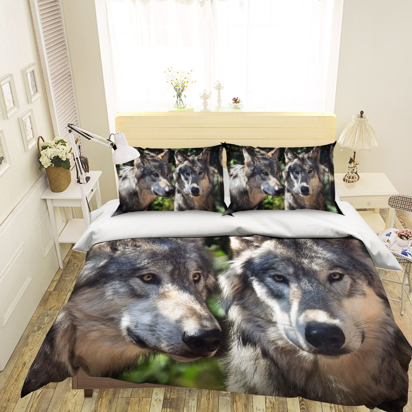 3D Wild Wolf 1956 Bed Pillowcases Quilt