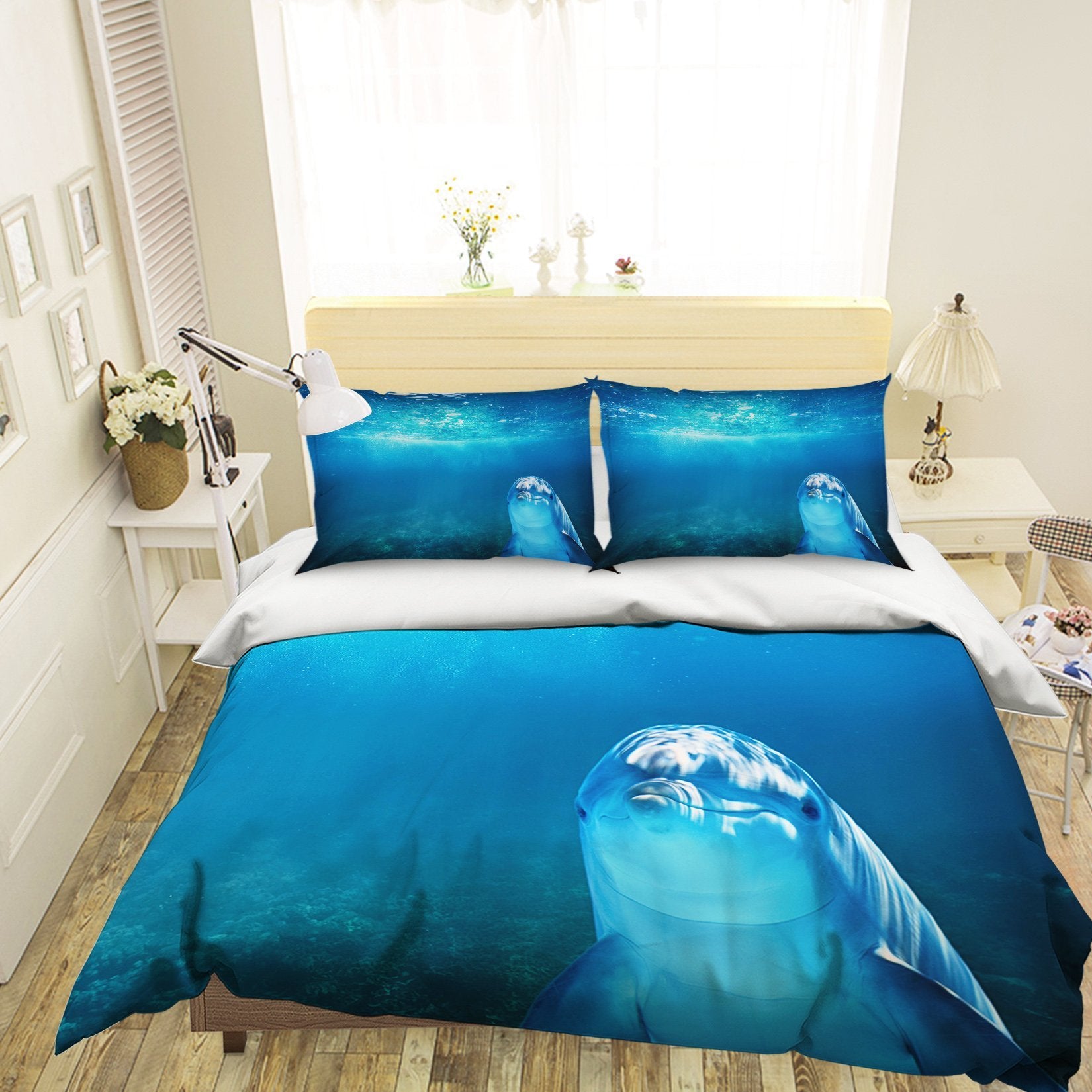 3D Deep Sea Dolphin 1991 Bed Pillowcases Quilt Quiet Covers AJ Creativity Home 