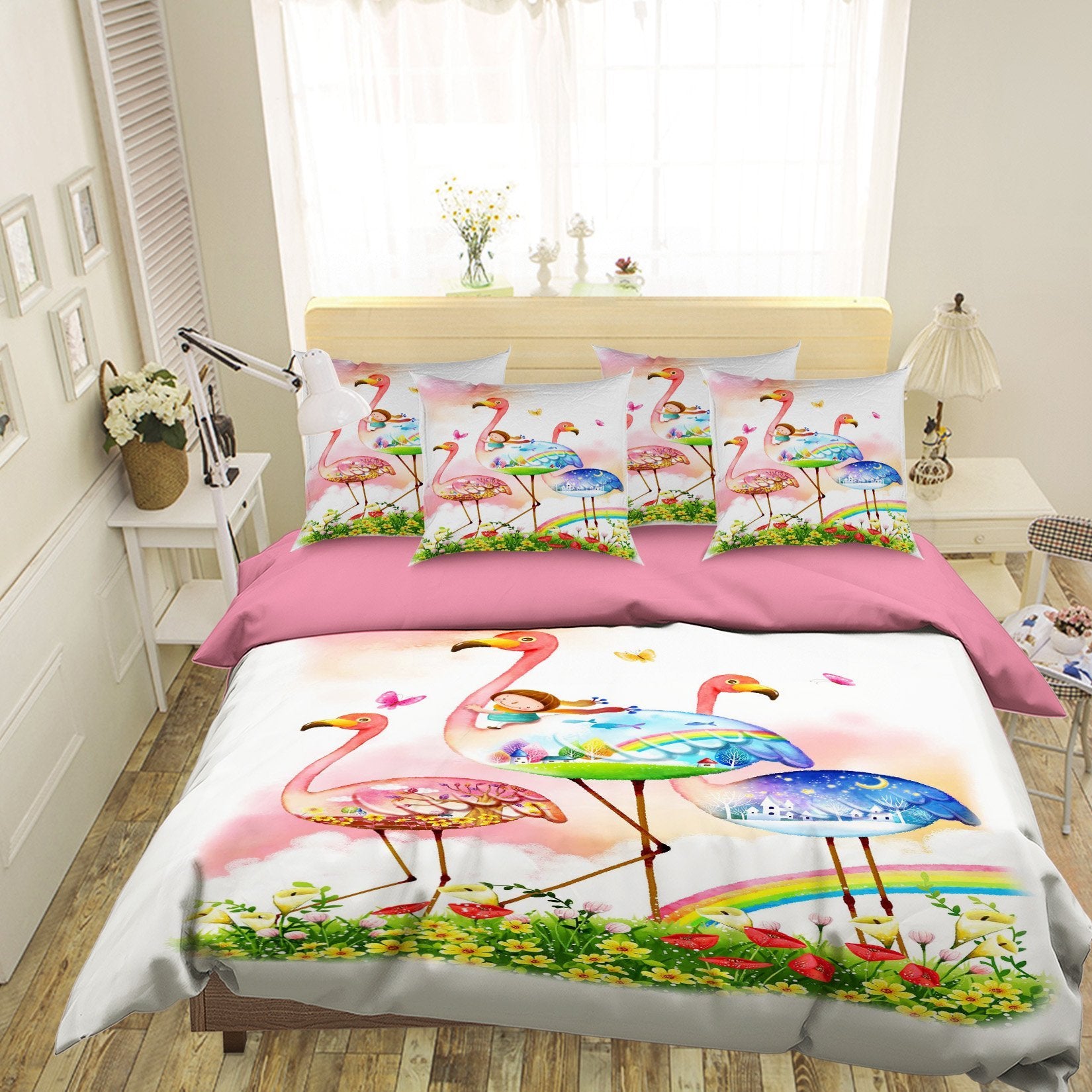 3D Flamingo Painting 040 Bed Pillowcases Quilt Wallpaper AJ Wallpaper 