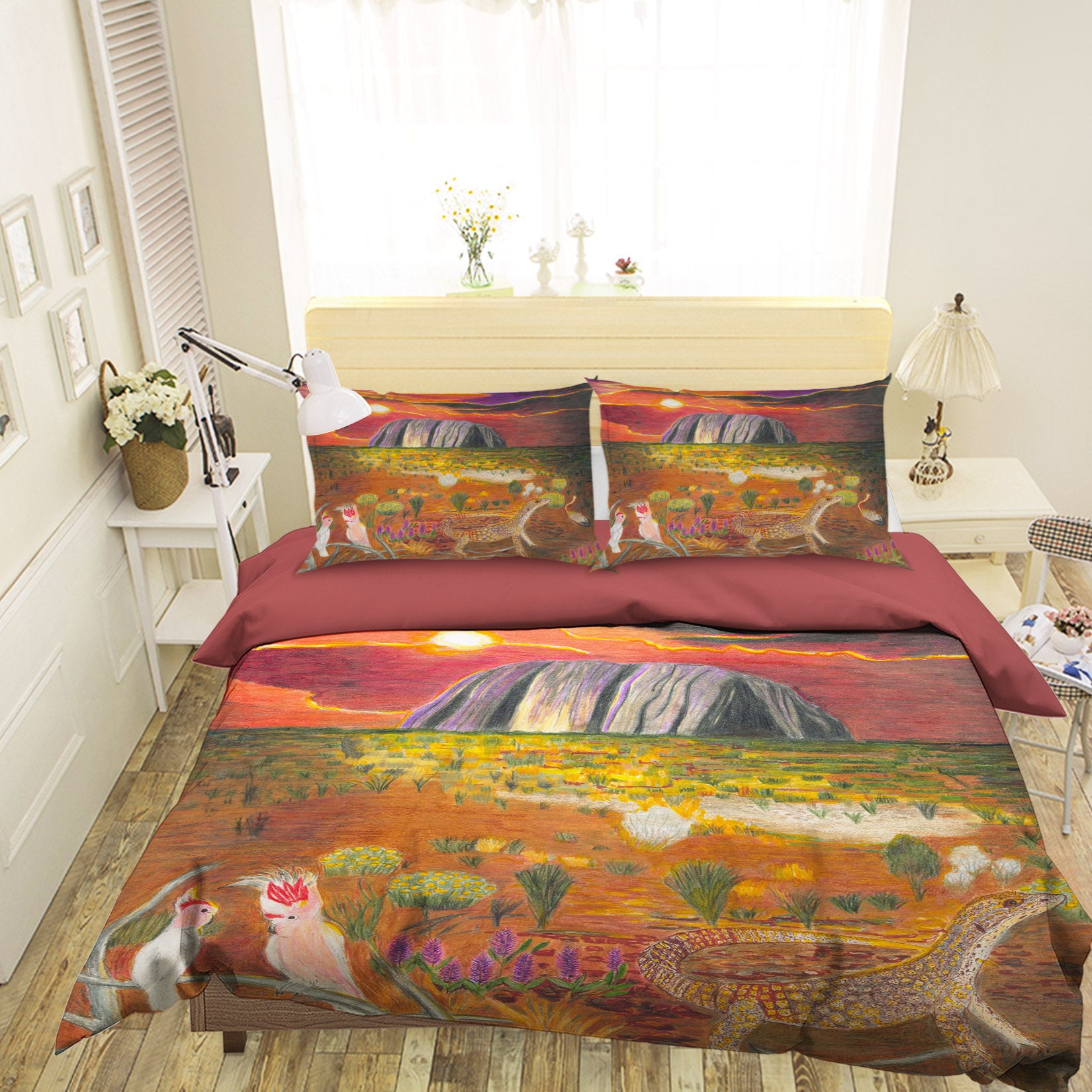 3D Sunset Waterfall 037 Michael Sewell Bedding Bed Pillowcases Quilt