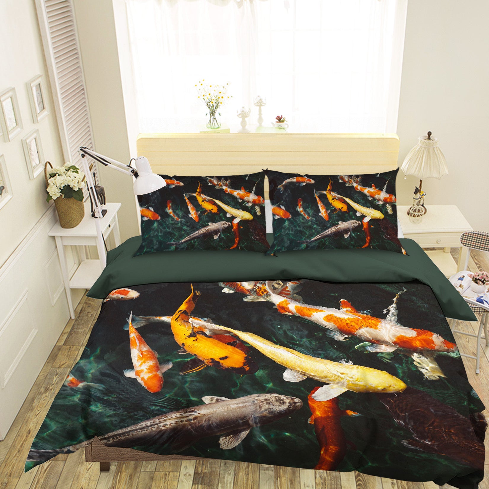 3D Yellow Goldfish 081 Bed Pillowcases Quilt