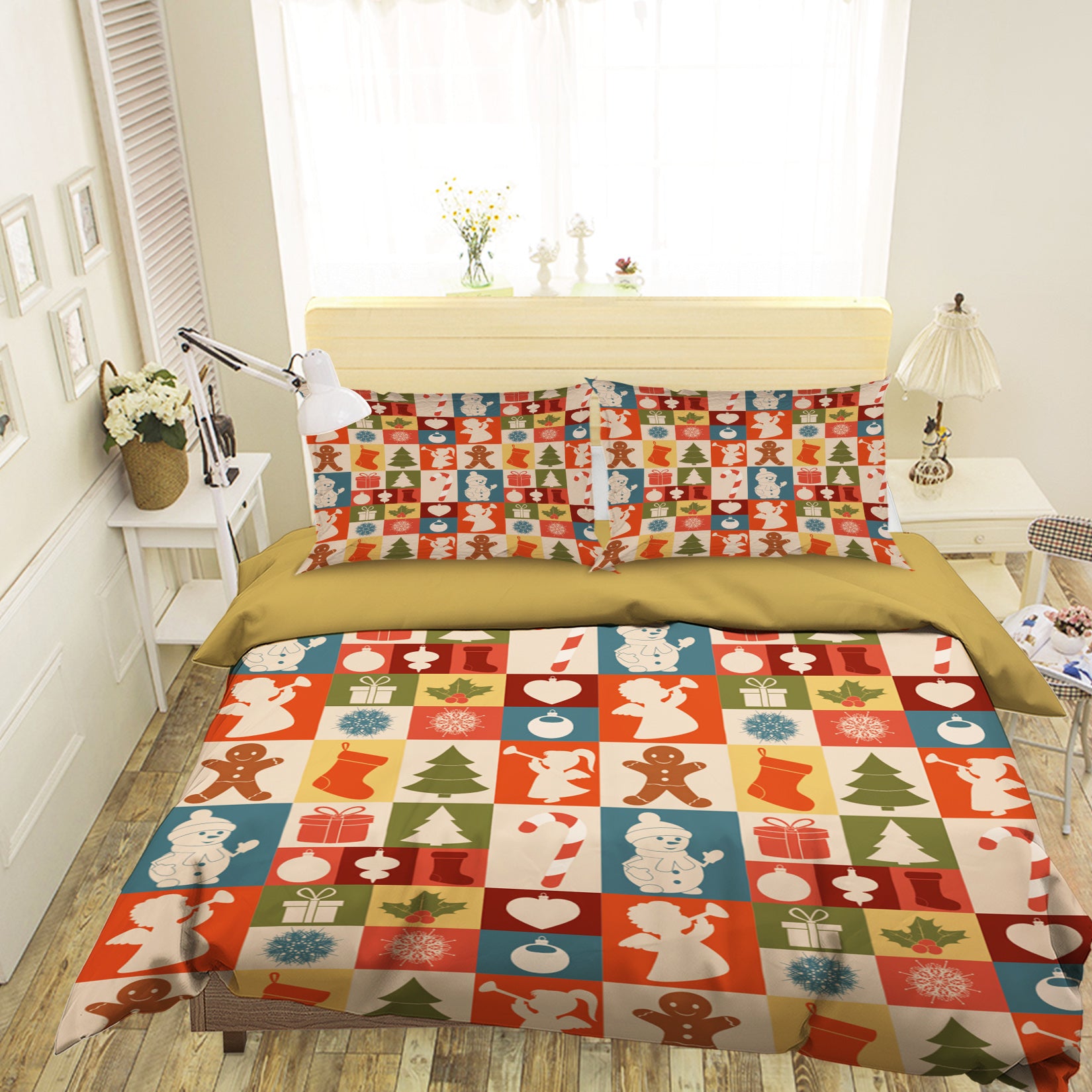 3D Snowman Christmas Check Pattern 31125 Christmas Quilt Duvet Cover Xmas Bed Pillowcases