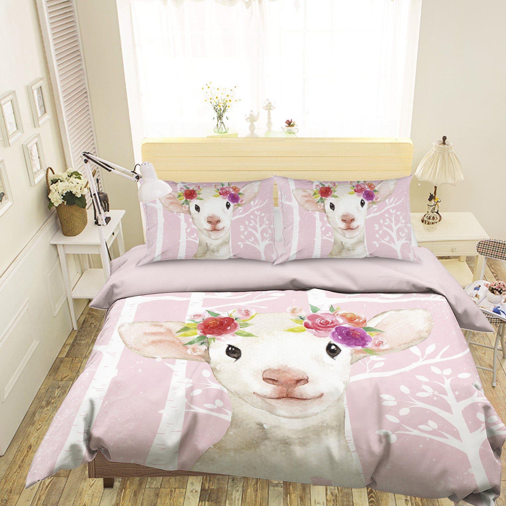 3D White Sheep Flower 011 Uta Naumann Bedding Bed Pillowcases Quilt