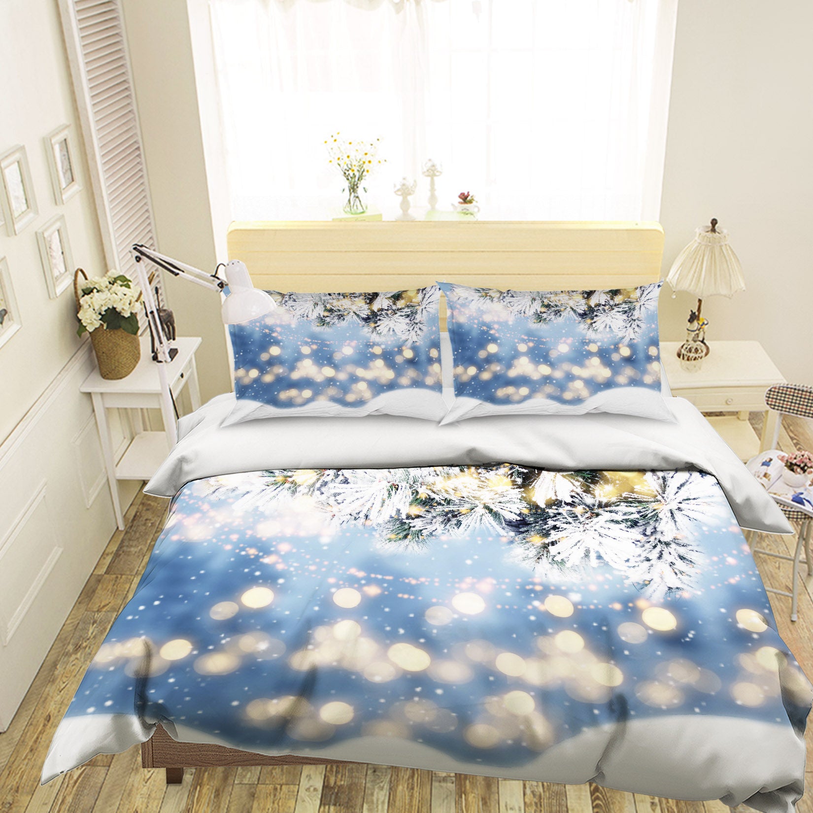 3D Snow Branches 53042 Christmas Quilt Duvet Cover Xmas Bed Pillowcases