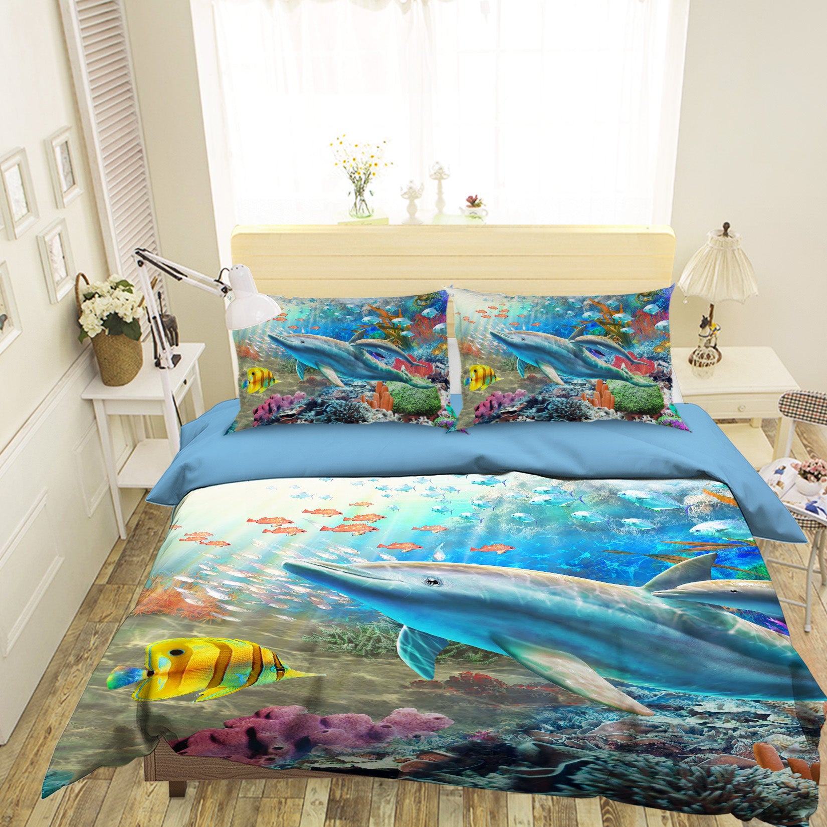 3D Happy Dolphin 2036 Adrian Chesterman Bedding Bed Pillowcases Quilt
