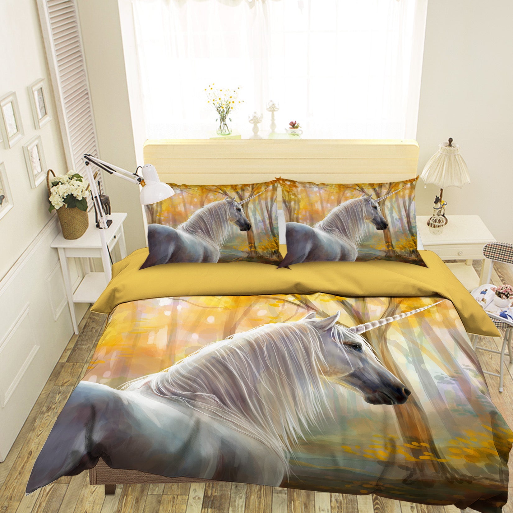 3D Forest Unicorn 029 Bed Pillowcases Quilt
