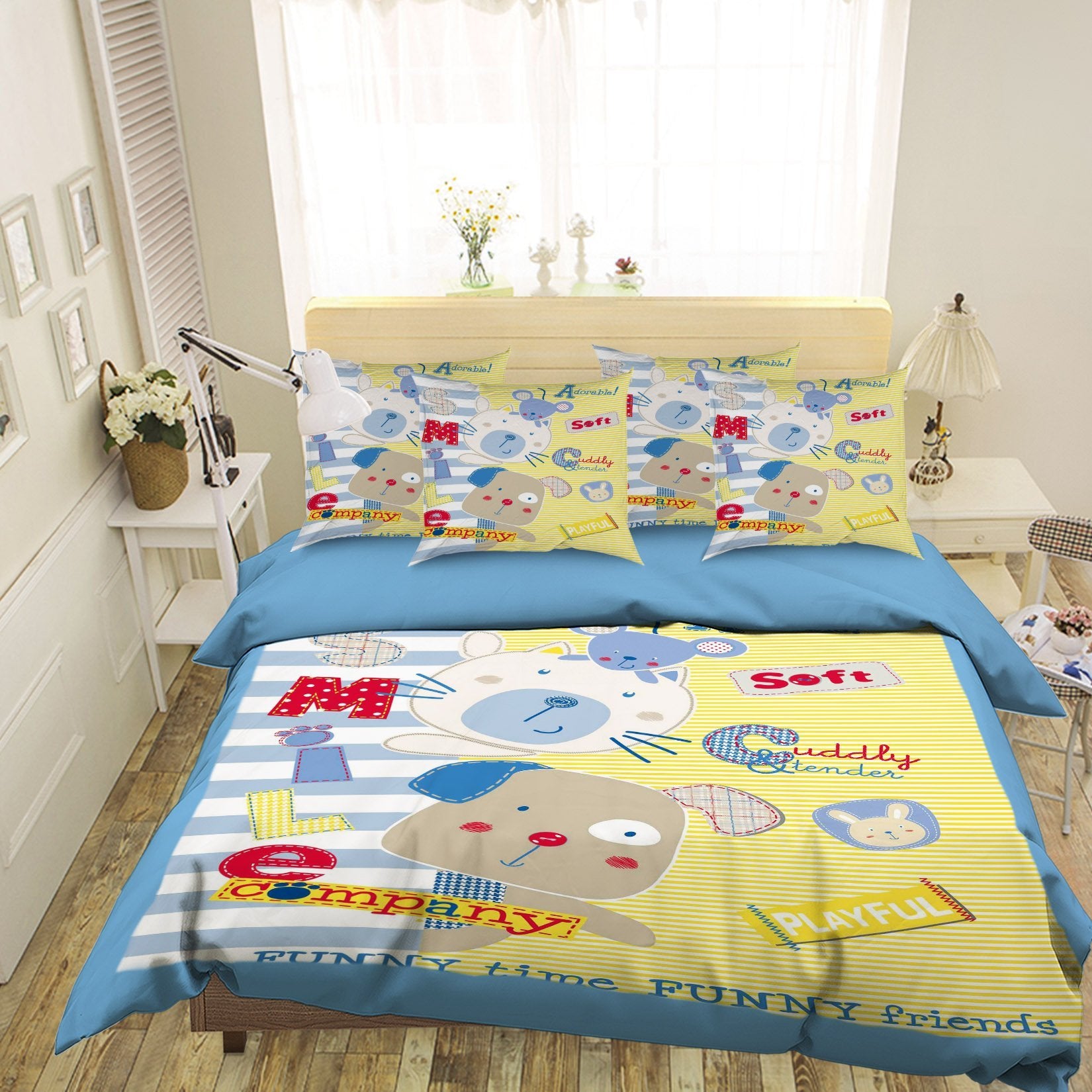 3D Cartoon Dog 083 Bed Pillowcases Quilt Wallpaper AJ Wallpaper 