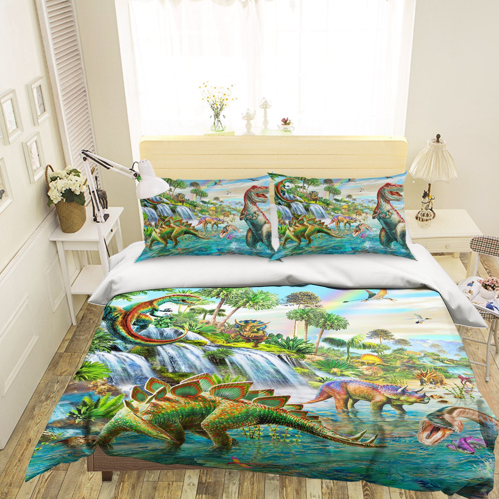 3D Dinosaur Falls 2123 Adrian Chesterman Bedding Bed Pillowcases Quilt