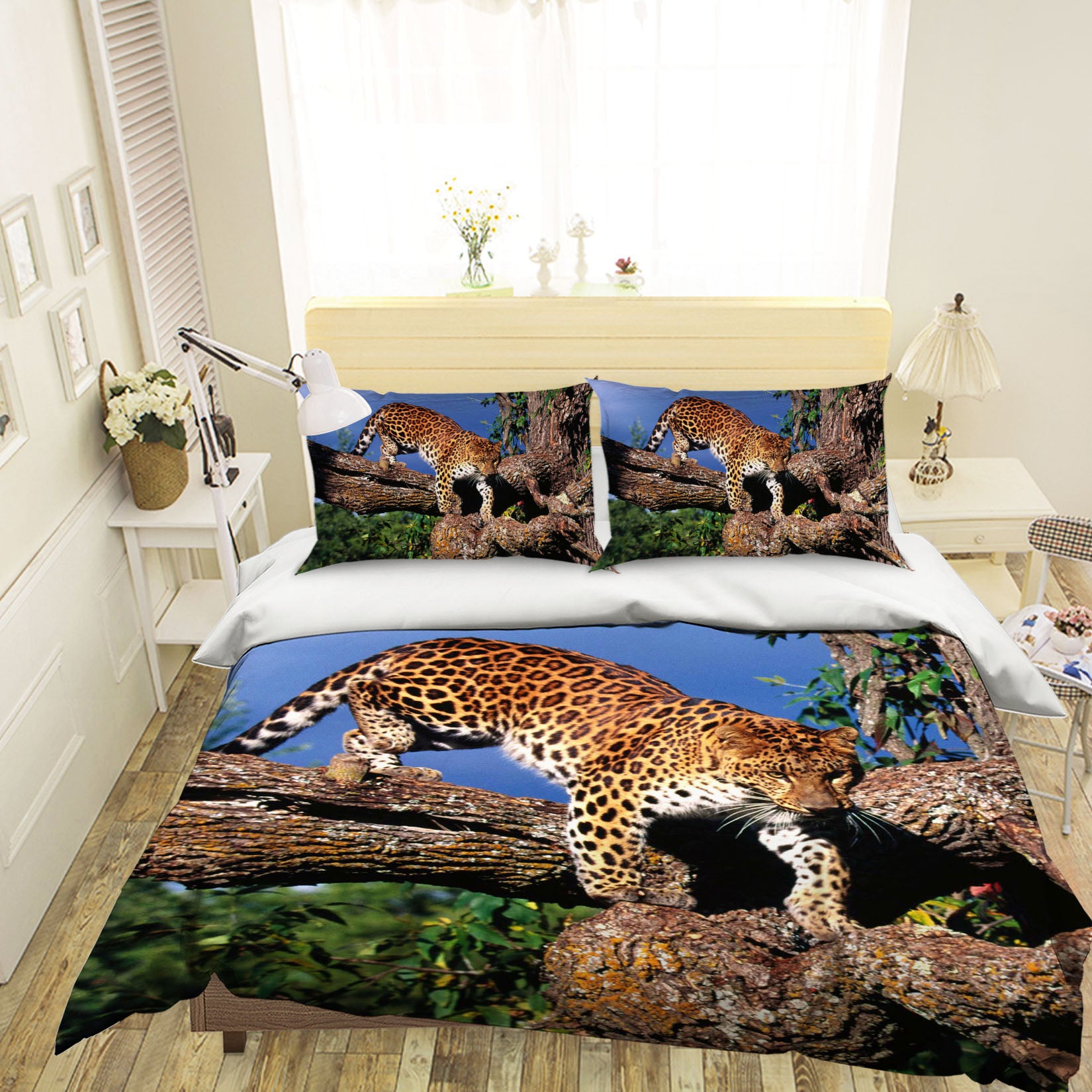3D Forest Cheetah 1922 Bed Pillowcases Quilt