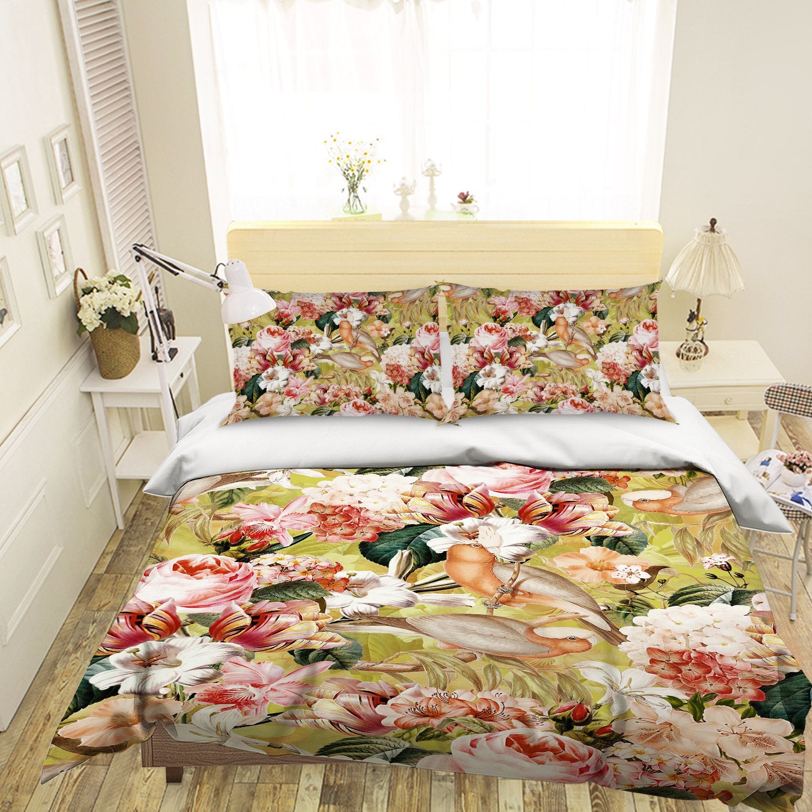 3D Parrot Lily Flower 122 Uta Naumann Bedding Bed Pillowcases Quilt