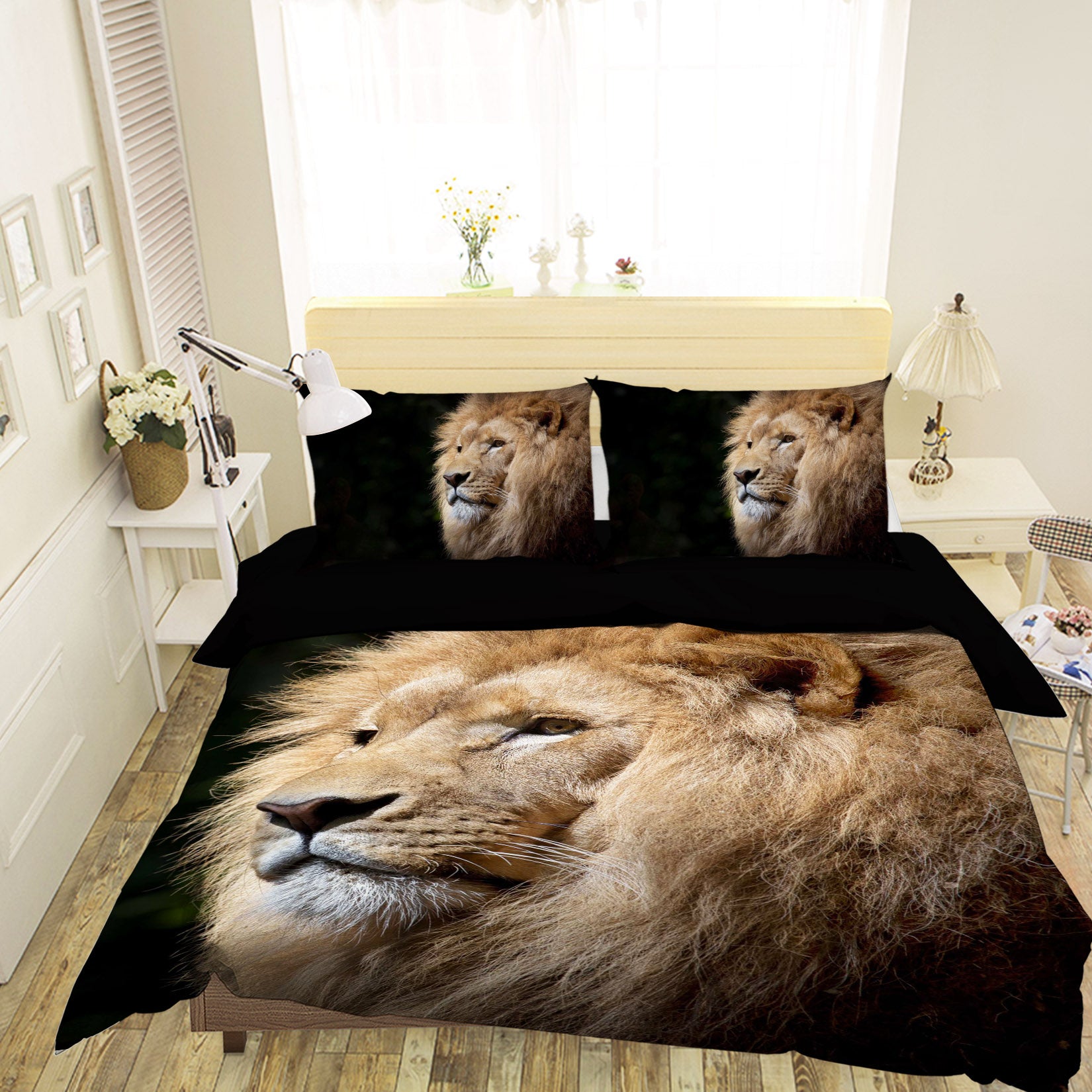 3D Yellow Lion 083 Bed Pillowcases Quilt