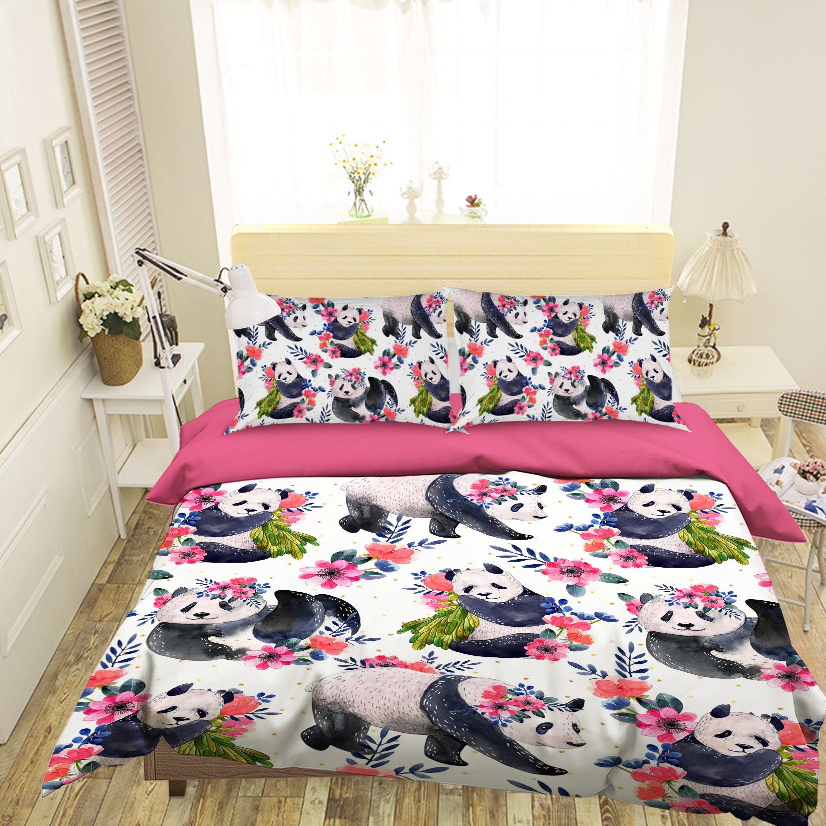 3D Pink Panda 1931 Bed Pillowcases Quilt
