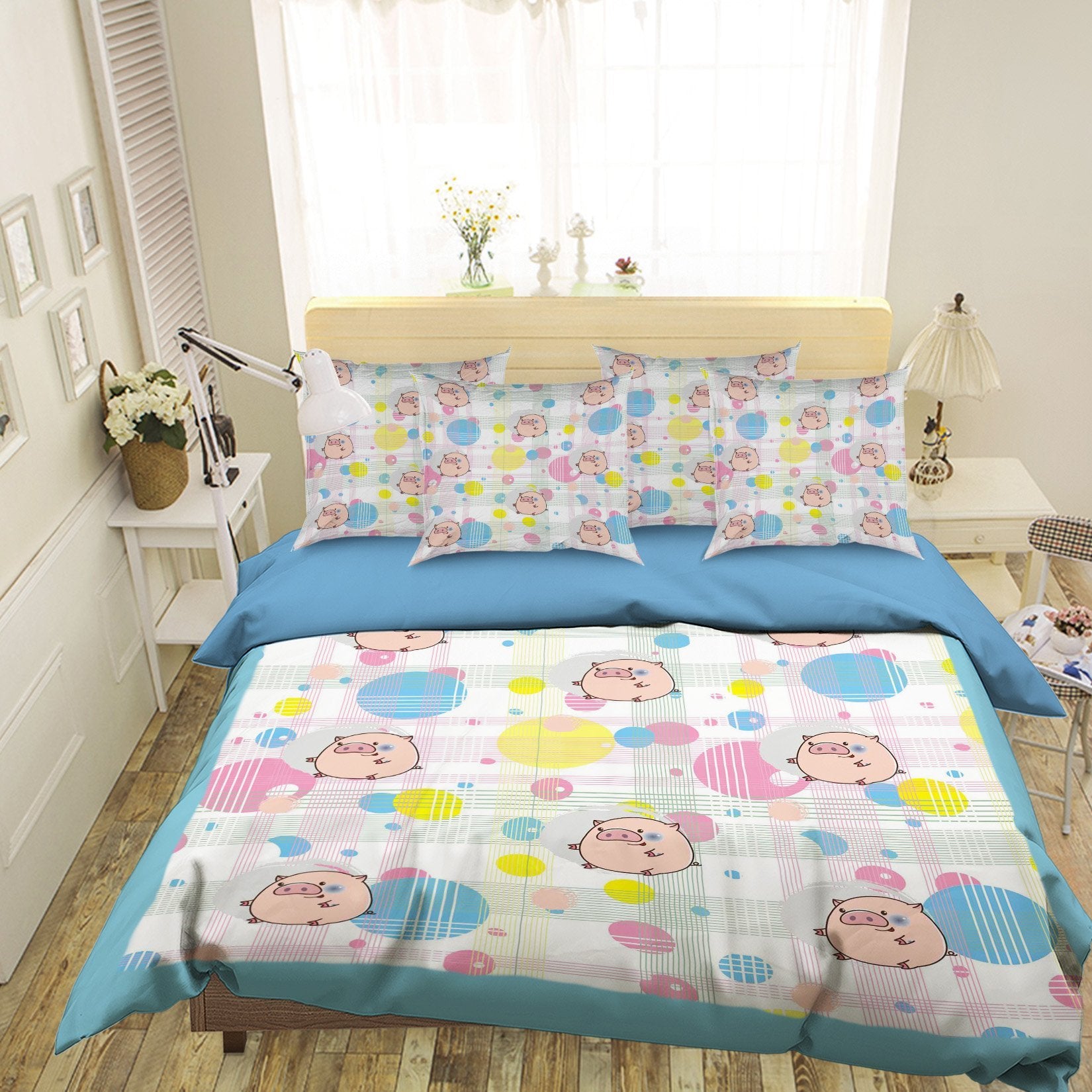 3D Piggy Cartoon 098 Bed Pillowcases Quilt Wallpaper AJ Wallpaper 