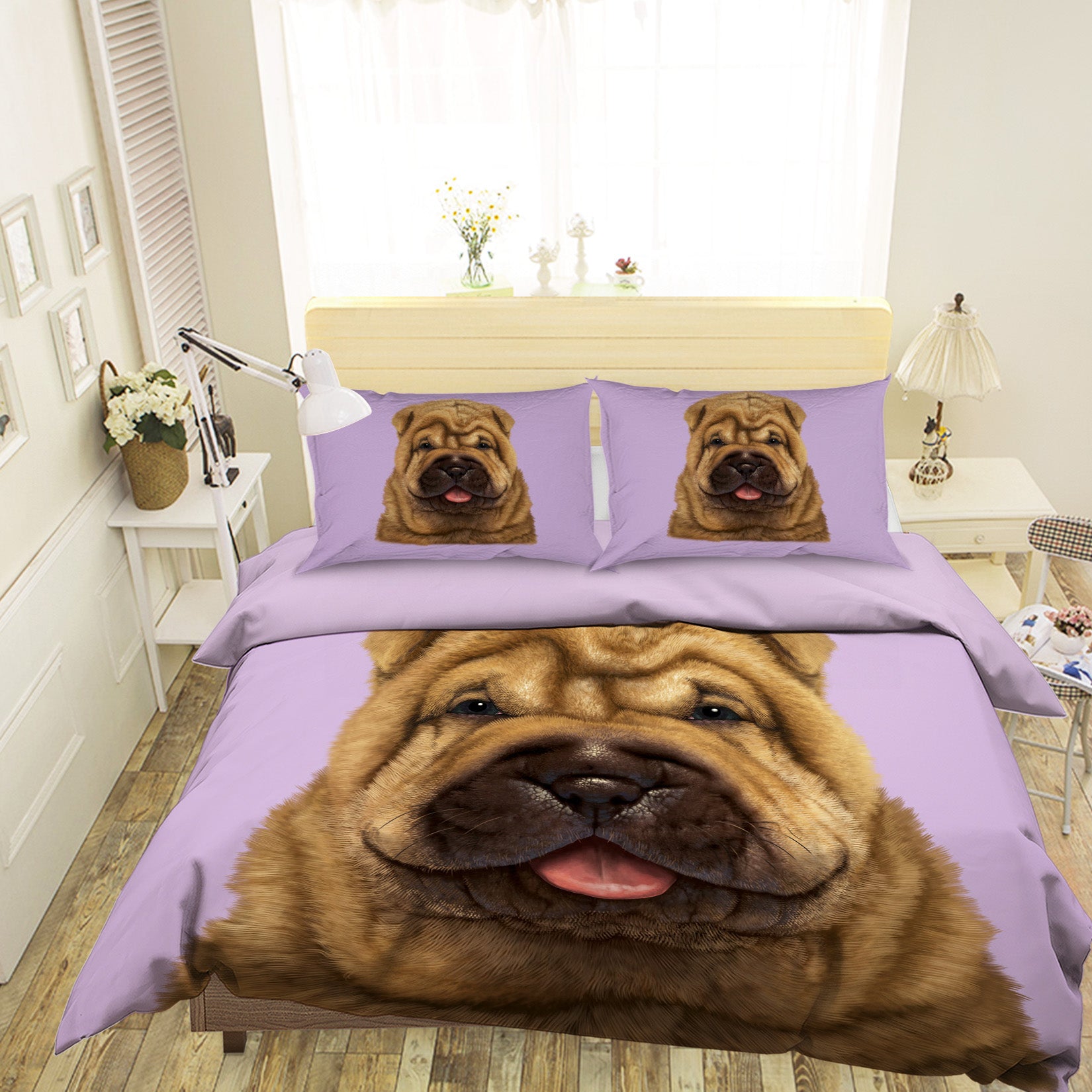 3D Shar Pei Puppy Portrait 077 Bed Pillowcases Quilt Exclusive Designer Vincent