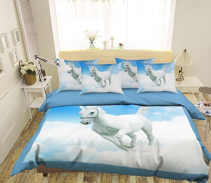 3D White Horse 143 Bed Pillowcases Quilt Wallpaper AJ Wallpaper 