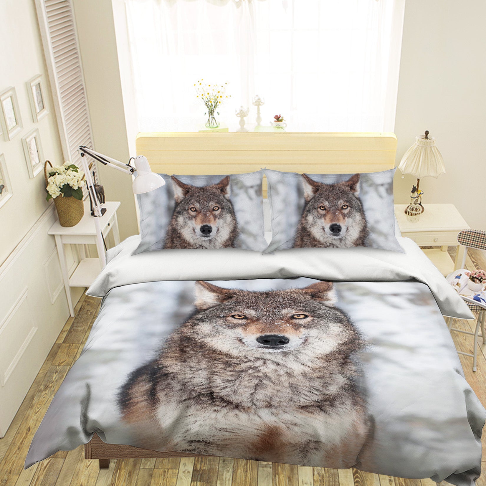 3D Snow Wolf 140 Bed Pillowcases Quilt