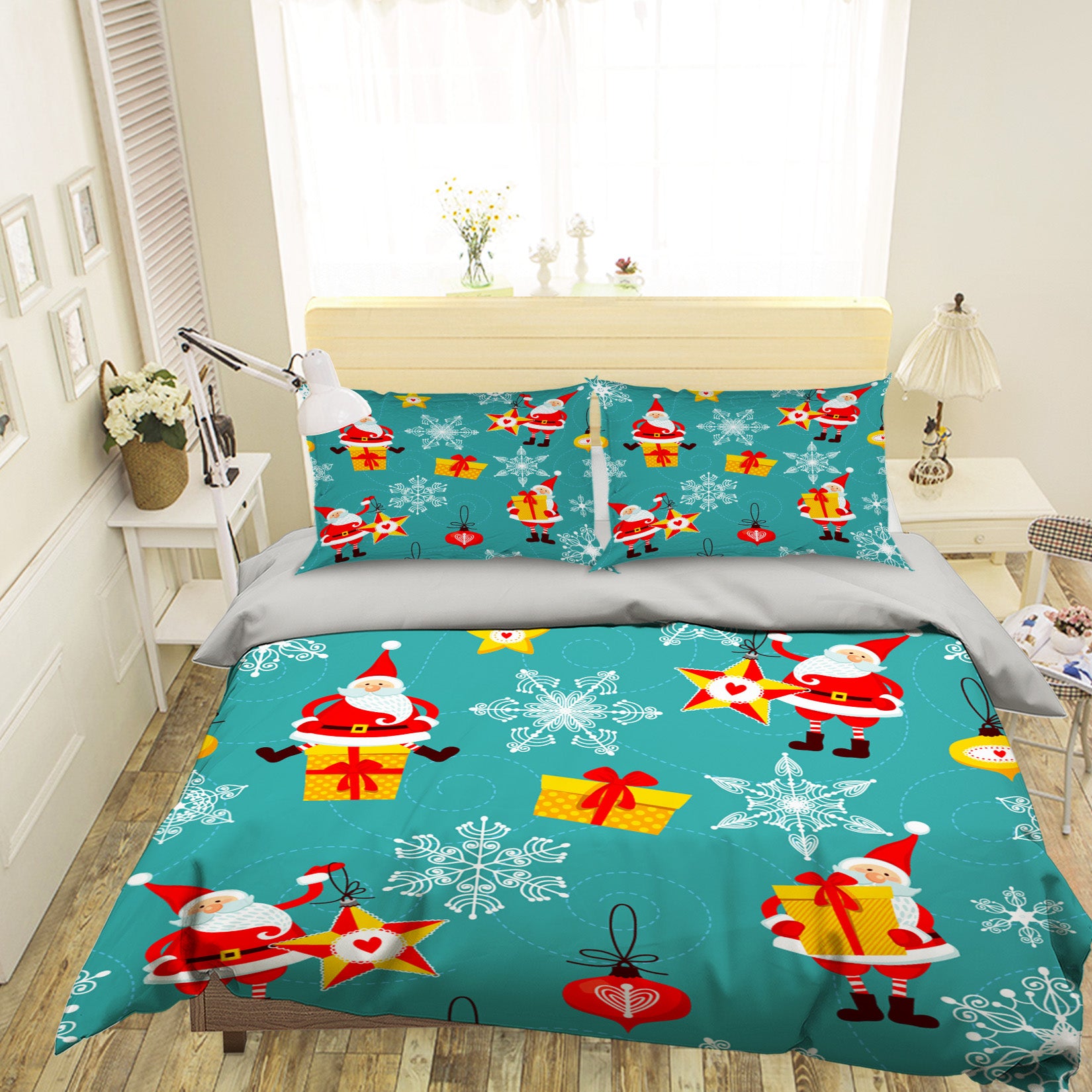 3D Santa Claus Snowflake Gift 31134 Christmas Quilt Duvet Cover Xmas Bed Pillowcases