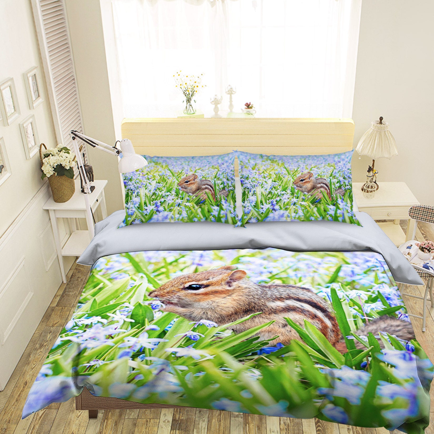 3D Squirrel Flower 041 Bed Pillowcases Quilt