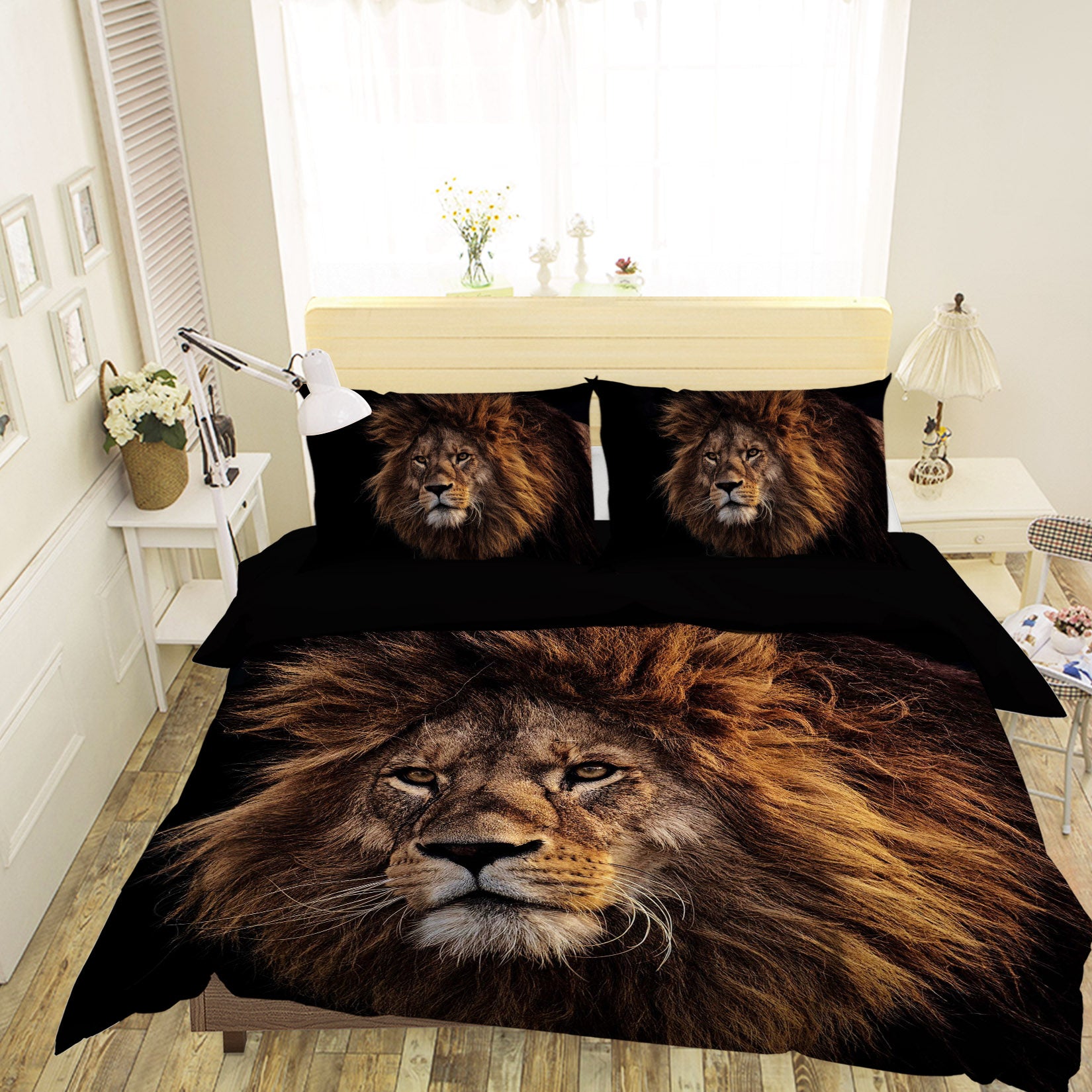 3D Yellow Haired Lion 085 Bed Pillowcases Quilt