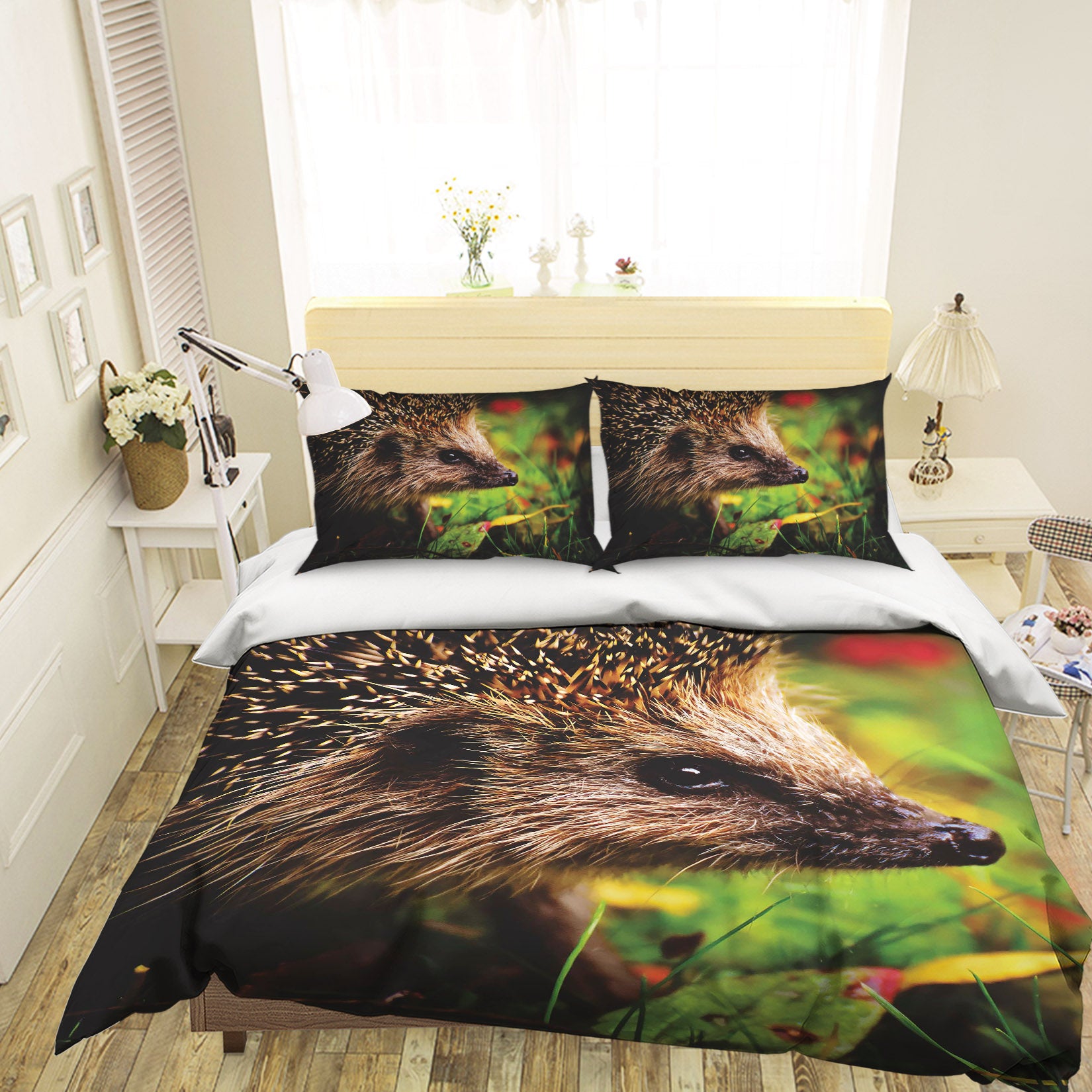 3D Hedgehog Grass 058 Bed Pillowcases Quilt