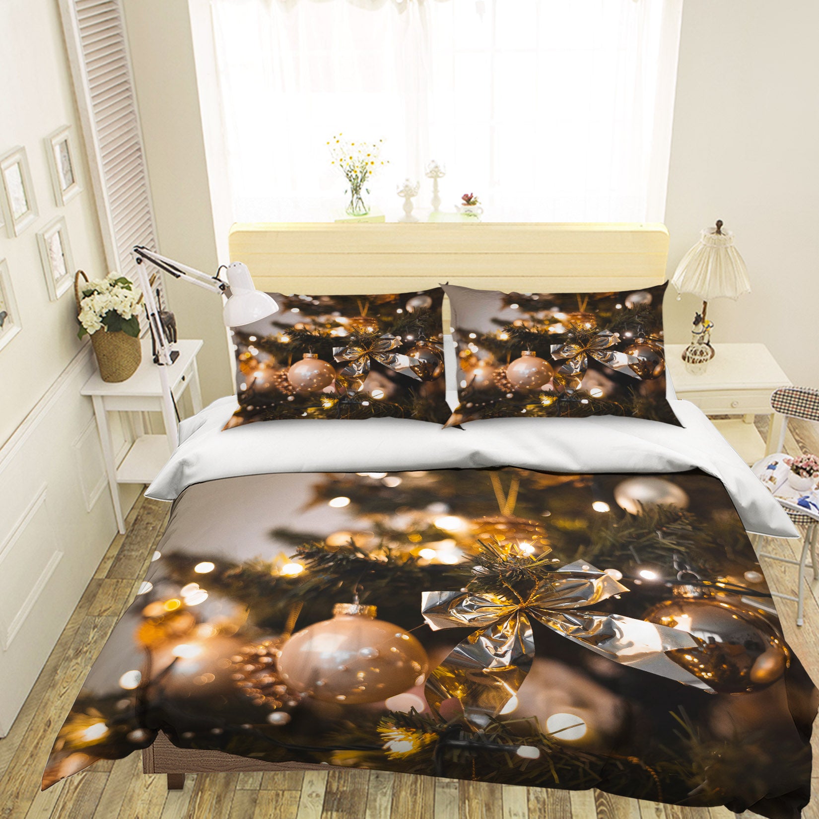 3D Ball Ball Bow Pendant 52214 Christmas Quilt Duvet Cover Xmas Bed Pillowcases