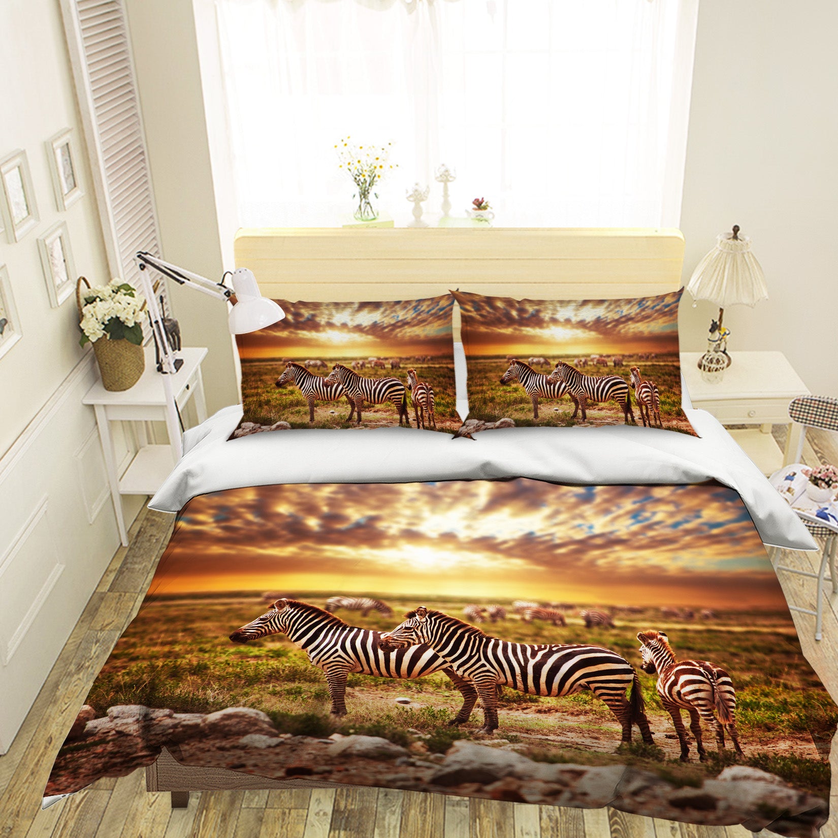 3D Sunshine Zebra 007 Bed Pillowcases Quilt