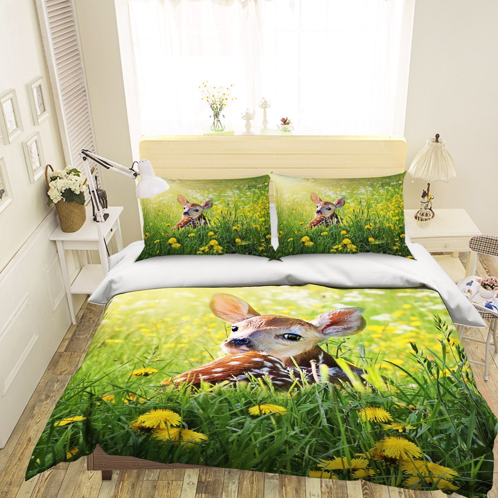 3D Sika Deer Flower 053 Bed Pillowcases Quilt