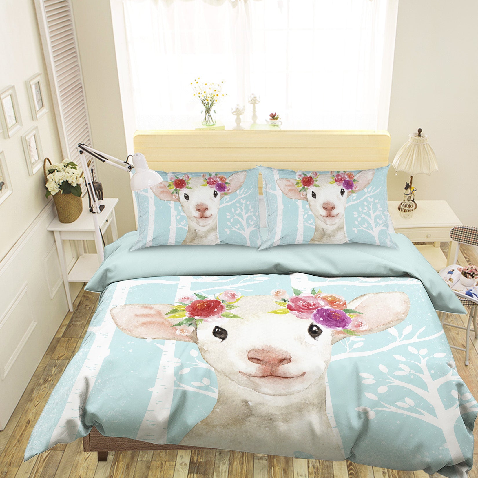 3D Lamb Flower 001 Uta Naumann Bedding Bed Pillowcases Quilt