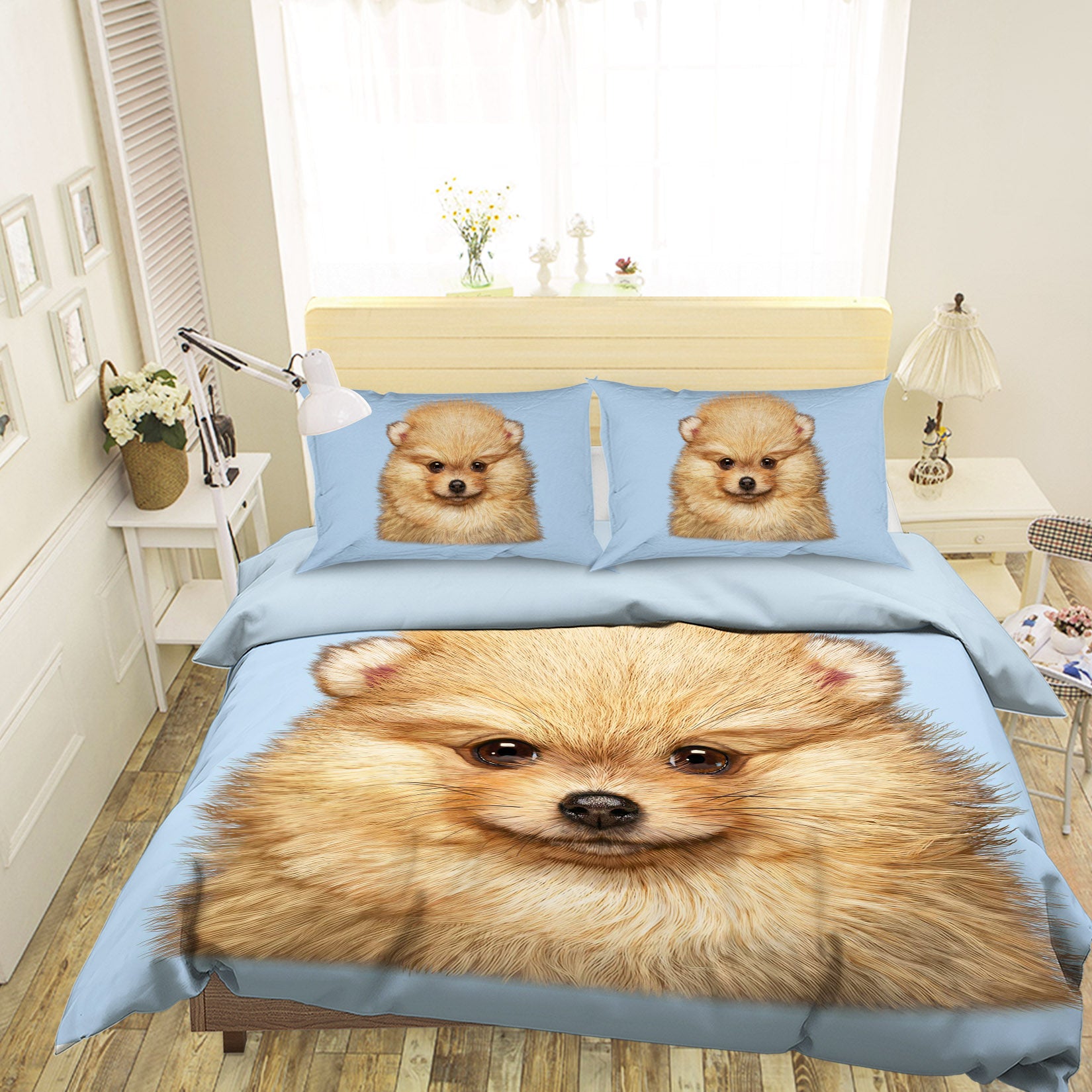 3D Pomeranian Puppy 070 Bed Pillowcases Quilt Exclusive Designer Vincent