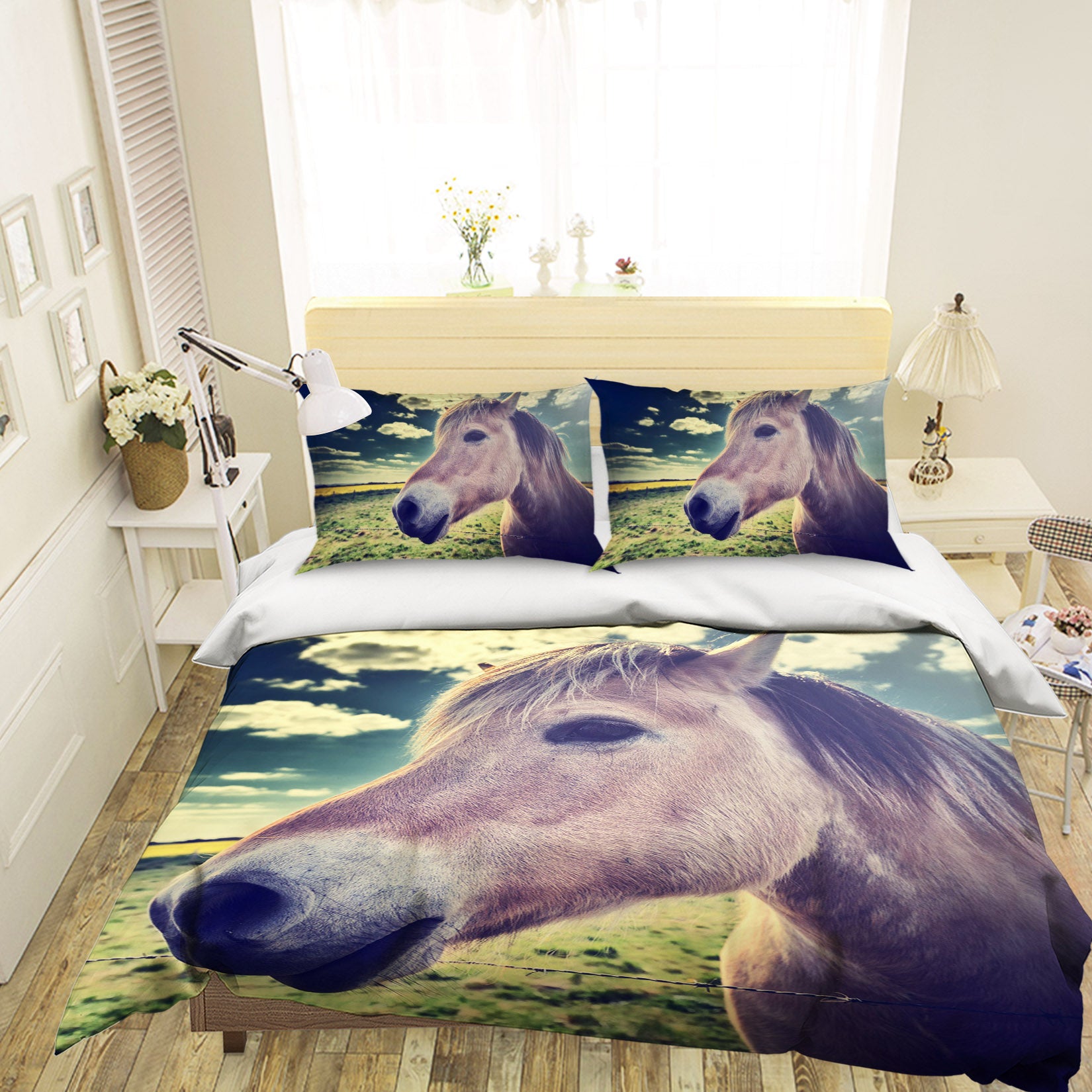 3D Horse Head 062 Bed Pillowcases Quilt