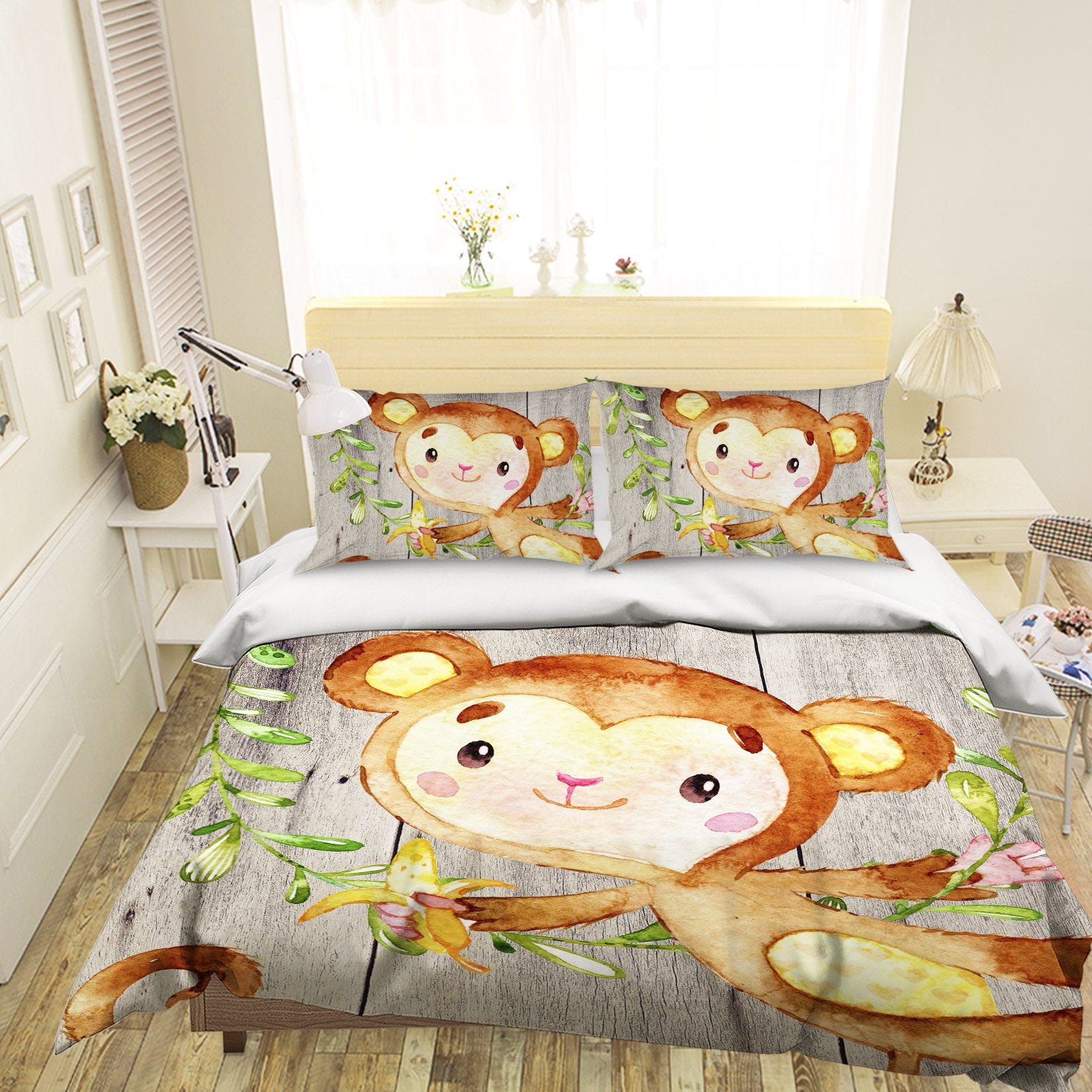 3D Yellow Monkey 247 Uta Naumann Bedding Bed Pillowcases Quilt