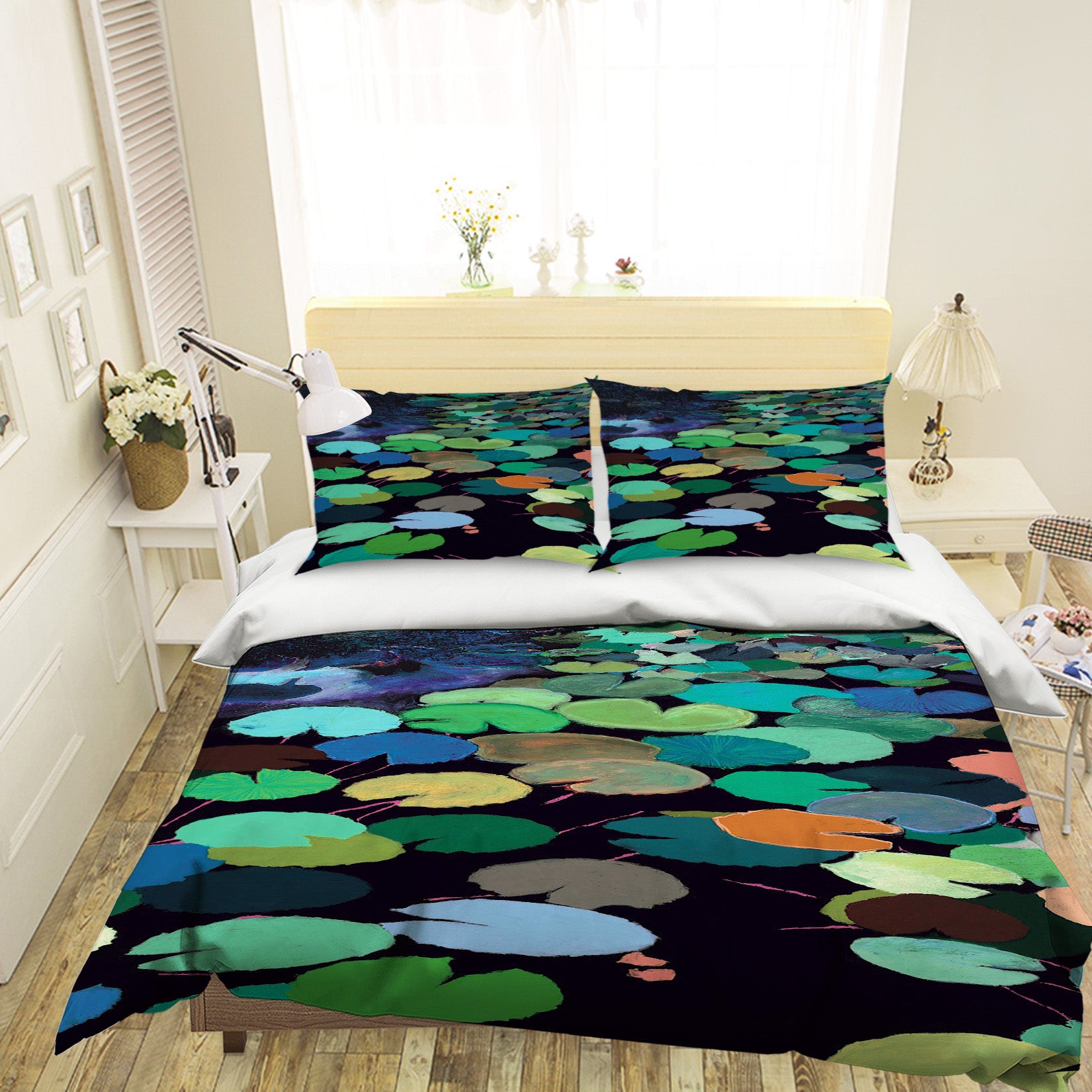 3D Pond Lotus Leaf 1106 Allan P. Friedlander Bedding Bed Pillowcases Quilt