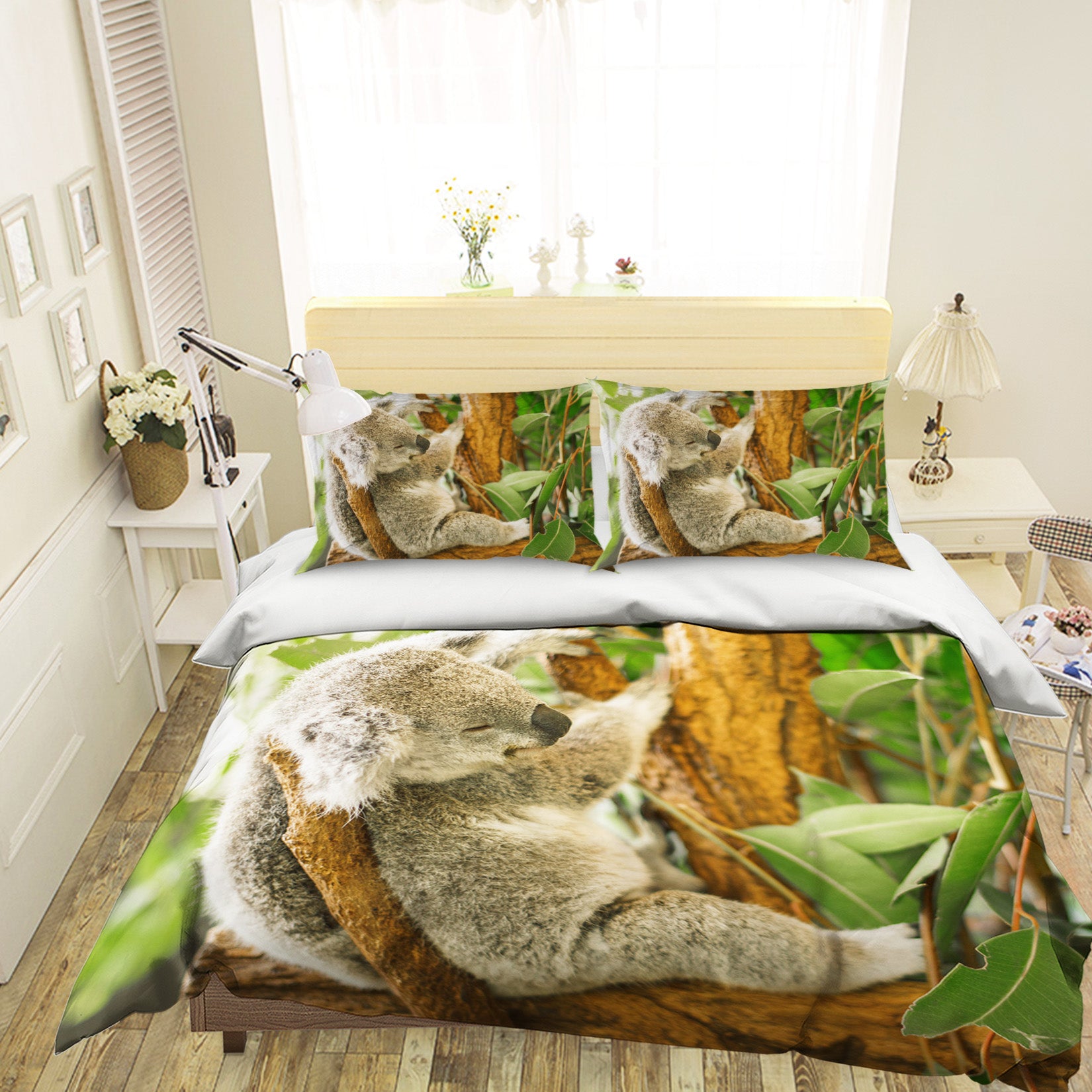 3D Koala Leaves 077 Bed Pillowcases Quilt