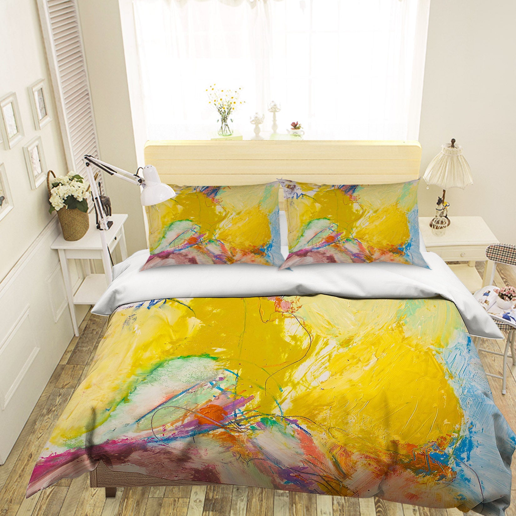 3D Graffiti Yellow 1055 Allan P. Friedlander Bedding Bed Pillowcases Quilt