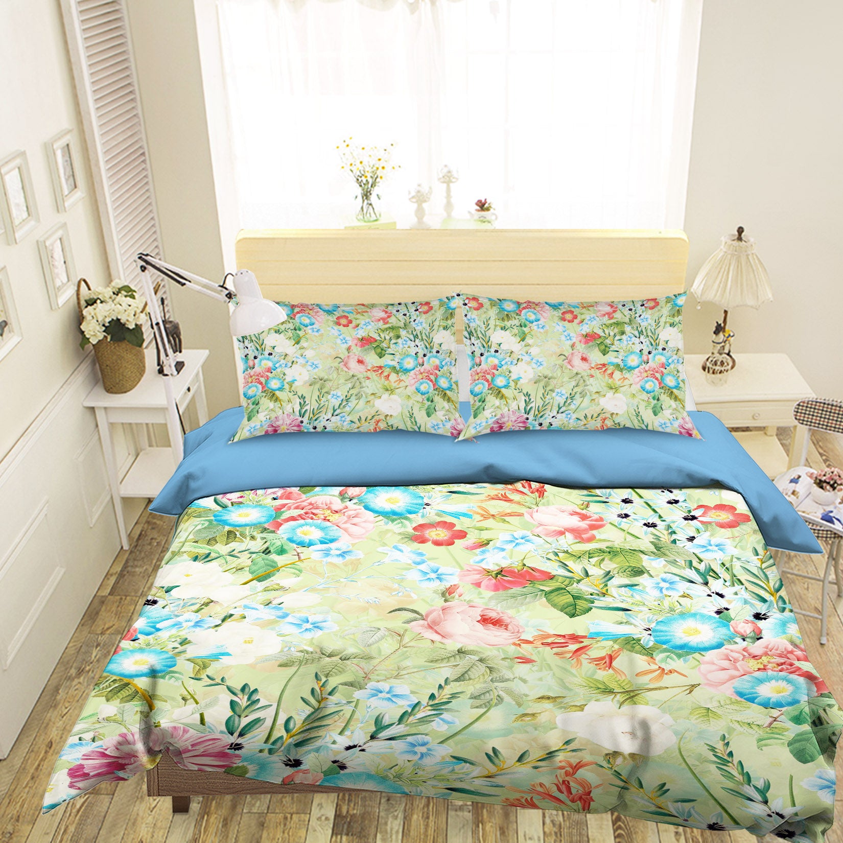 3D Blue Trumpet Flower 148 Uta Naumann Bedding Bed Pillowcases Quilt