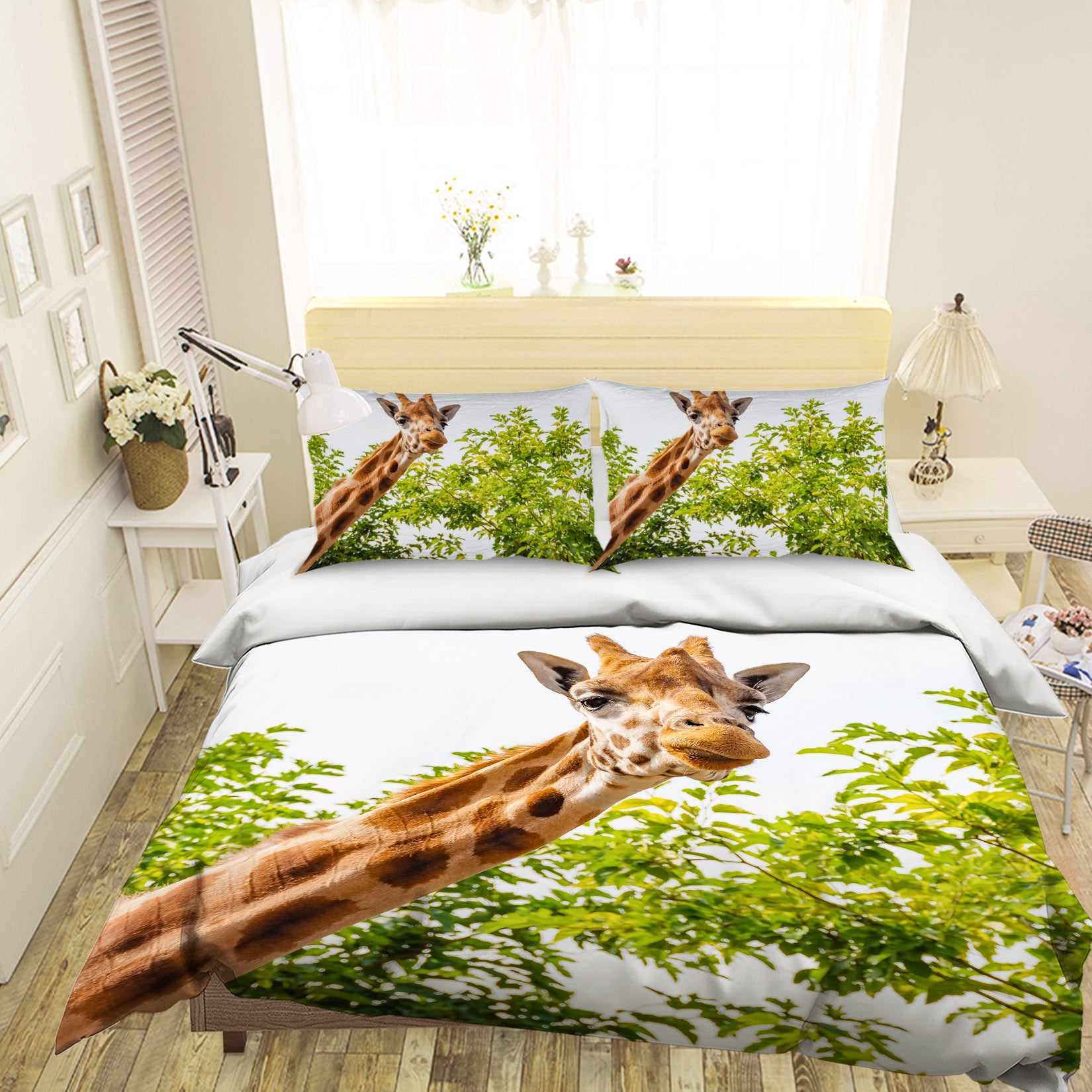 3D Giraffe Tree 129 Bed Pillowcases Quilt