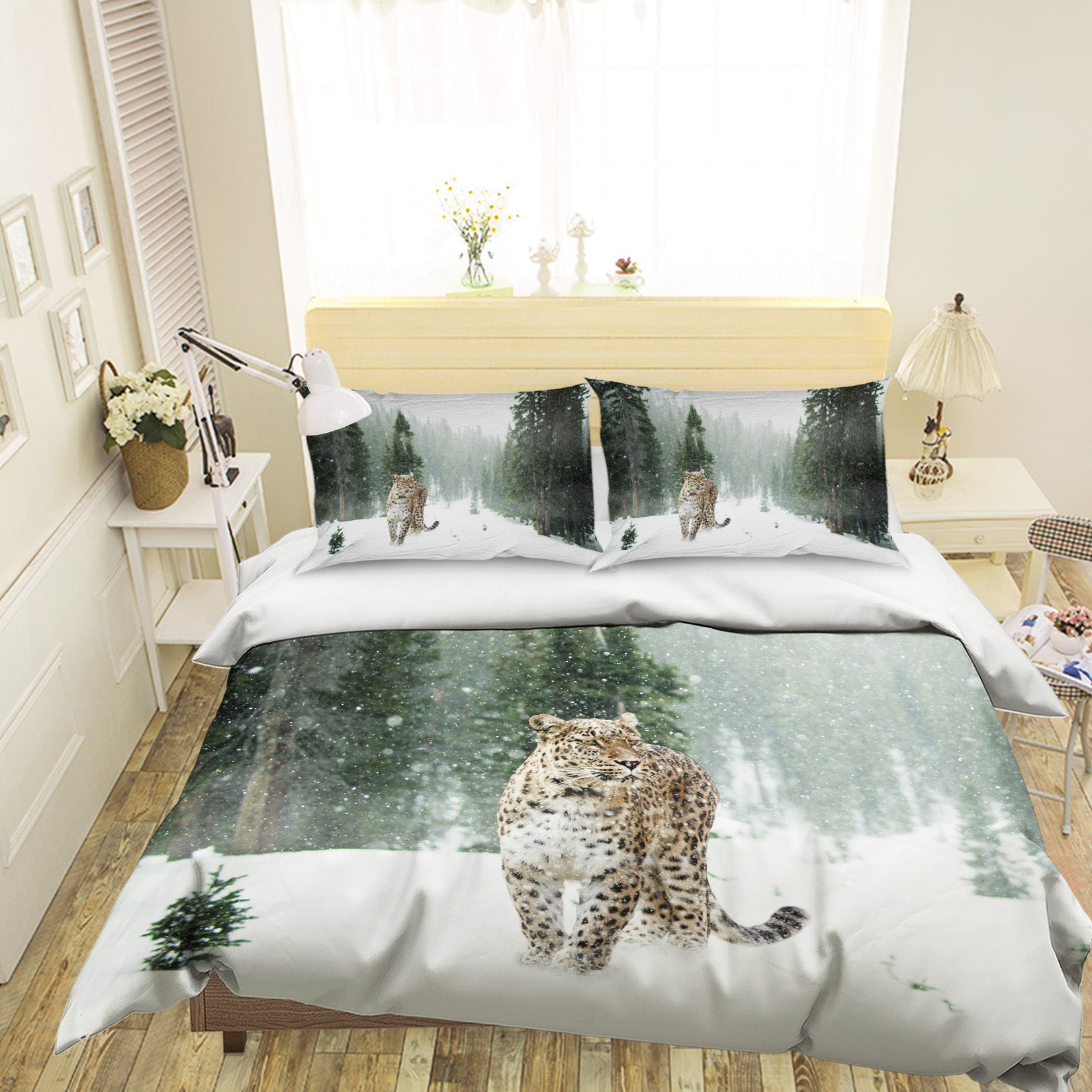 3D Forest Tiger 1935 Bed Pillowcases Quilt