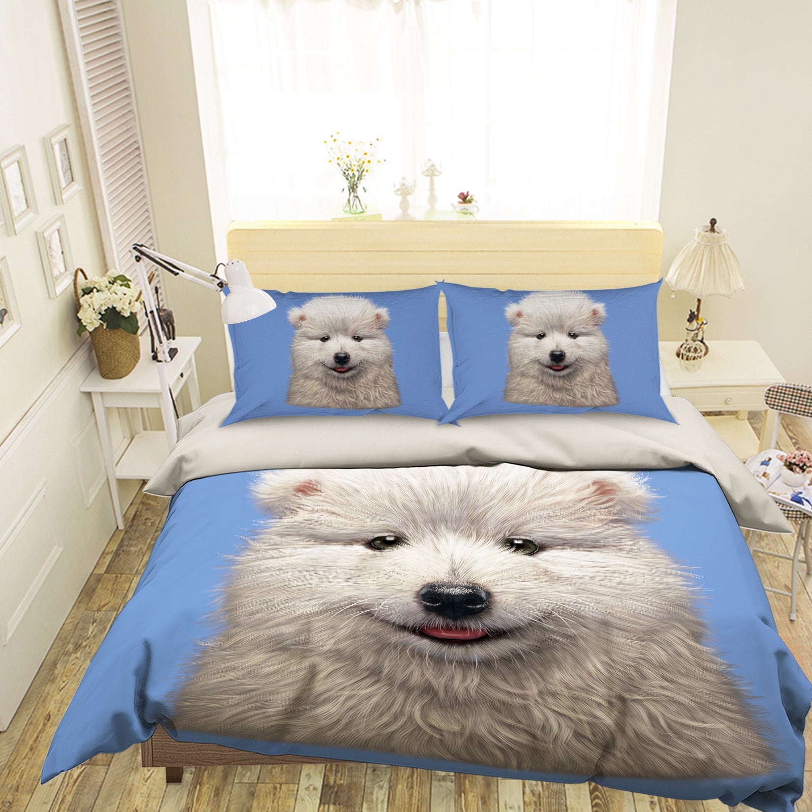 3D Samoyed Puppy 074 Bed Pillowcases Quilt Exclusive Designer Vincent