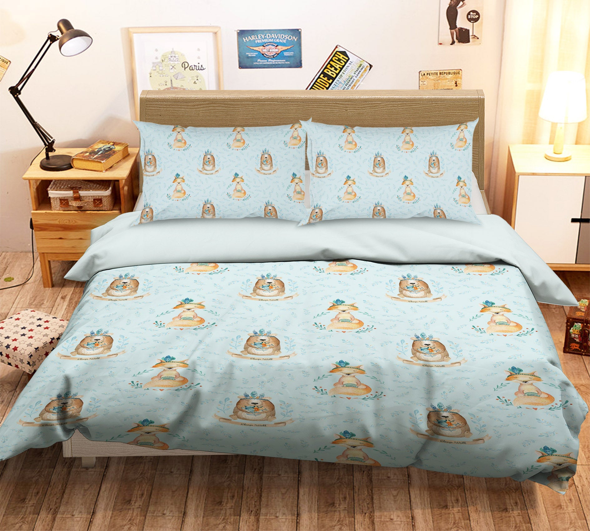 3D Grass Bear Fox 215 Uta Naumann Bedding Bed Pillowcases Quilt