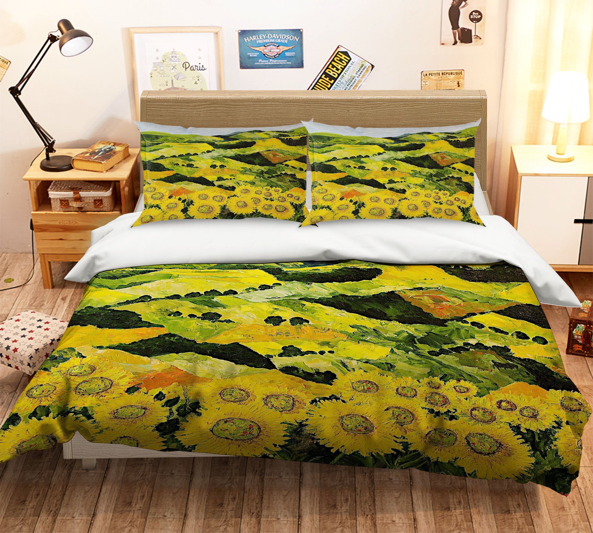 3D Sunflowers Field 1057 Allan P. Friedlander Bedding Bed Pillowcases Quilt