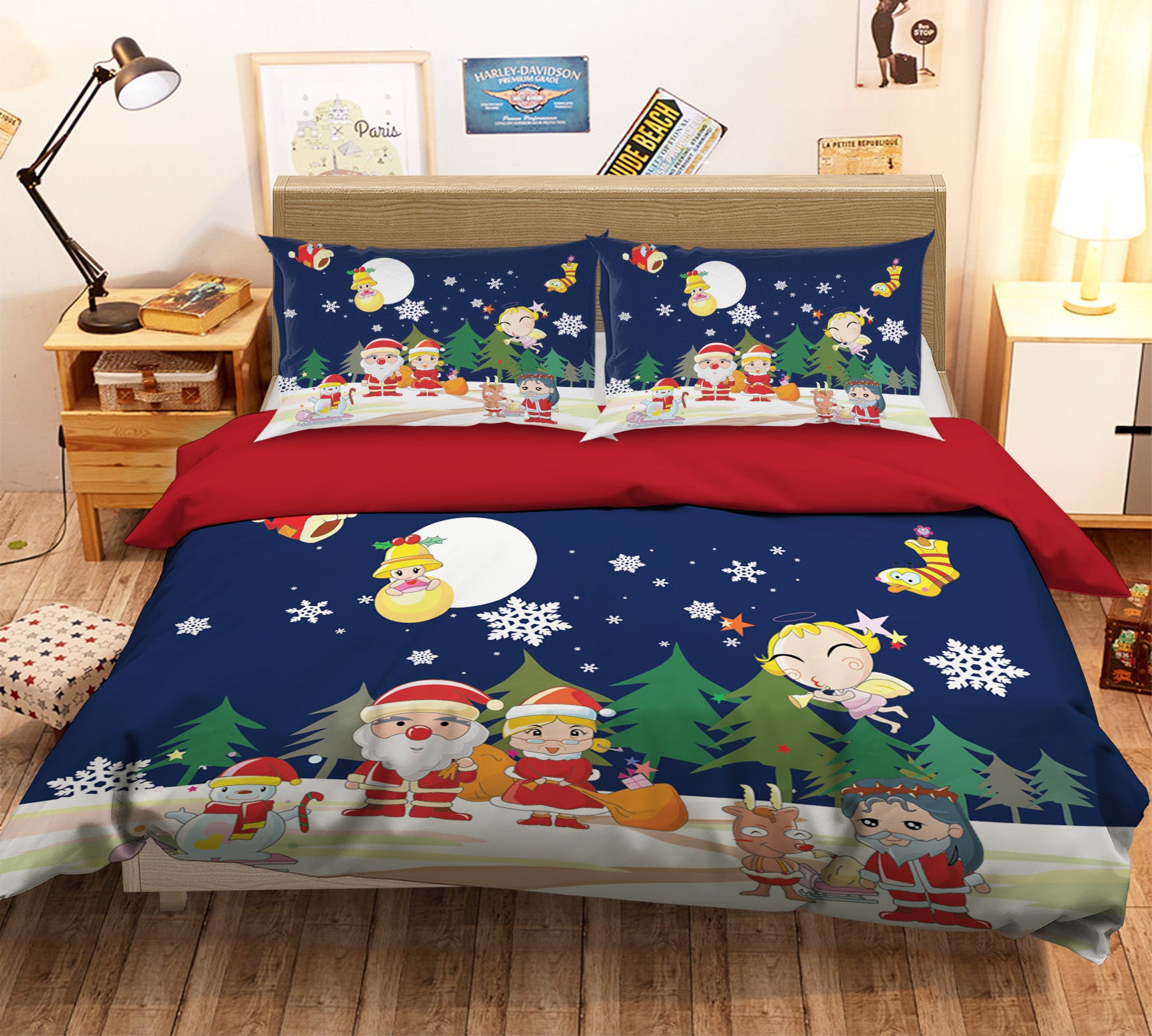 3D Santa Claus Tree 31137 Christmas Quilt Duvet Cover Xmas Bed Pillowcases