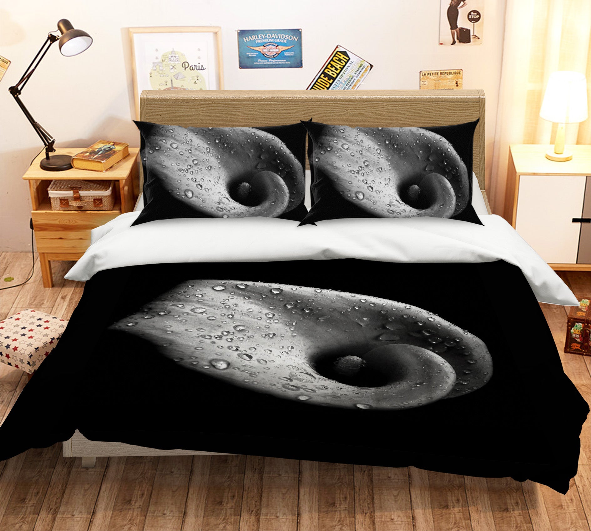 3D Lily Dewdrop 096 Bed Pillowcases Quilt