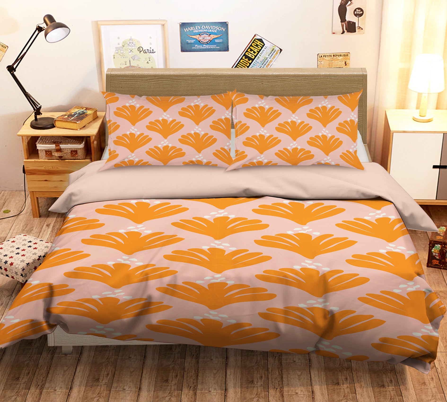 3D Orange Fan Pattern 10984 Kashmira Jayaprakash Bedding Bed Pillowcases Quilt