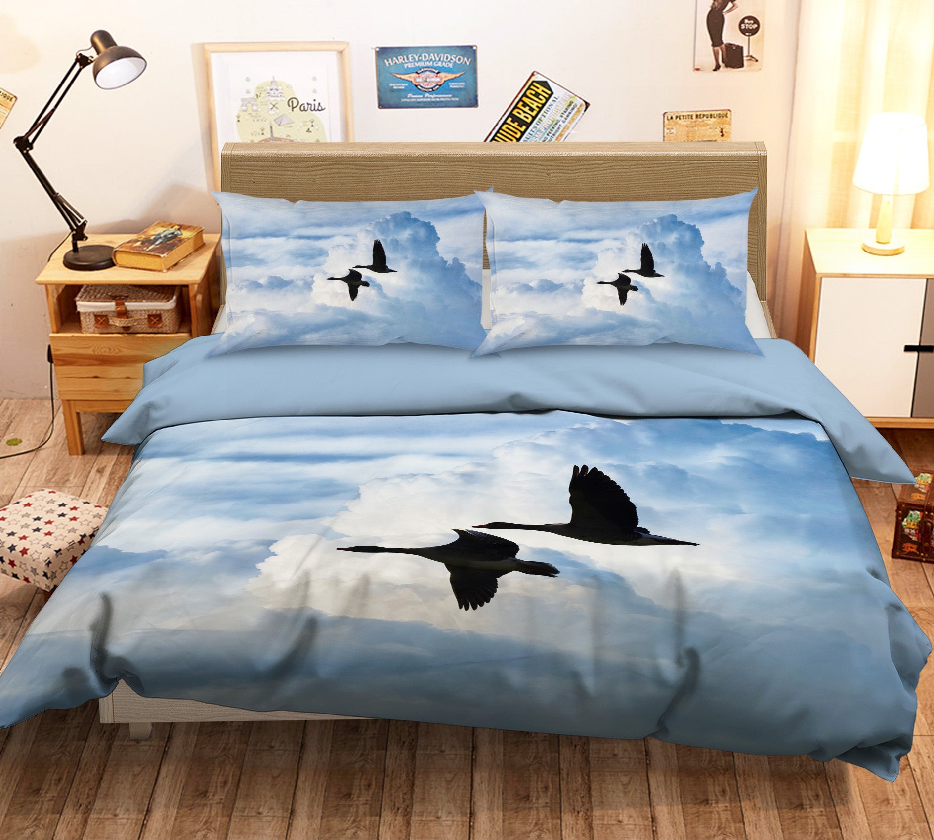3D Cloud Goose 055 Bed Pillowcases Quilt