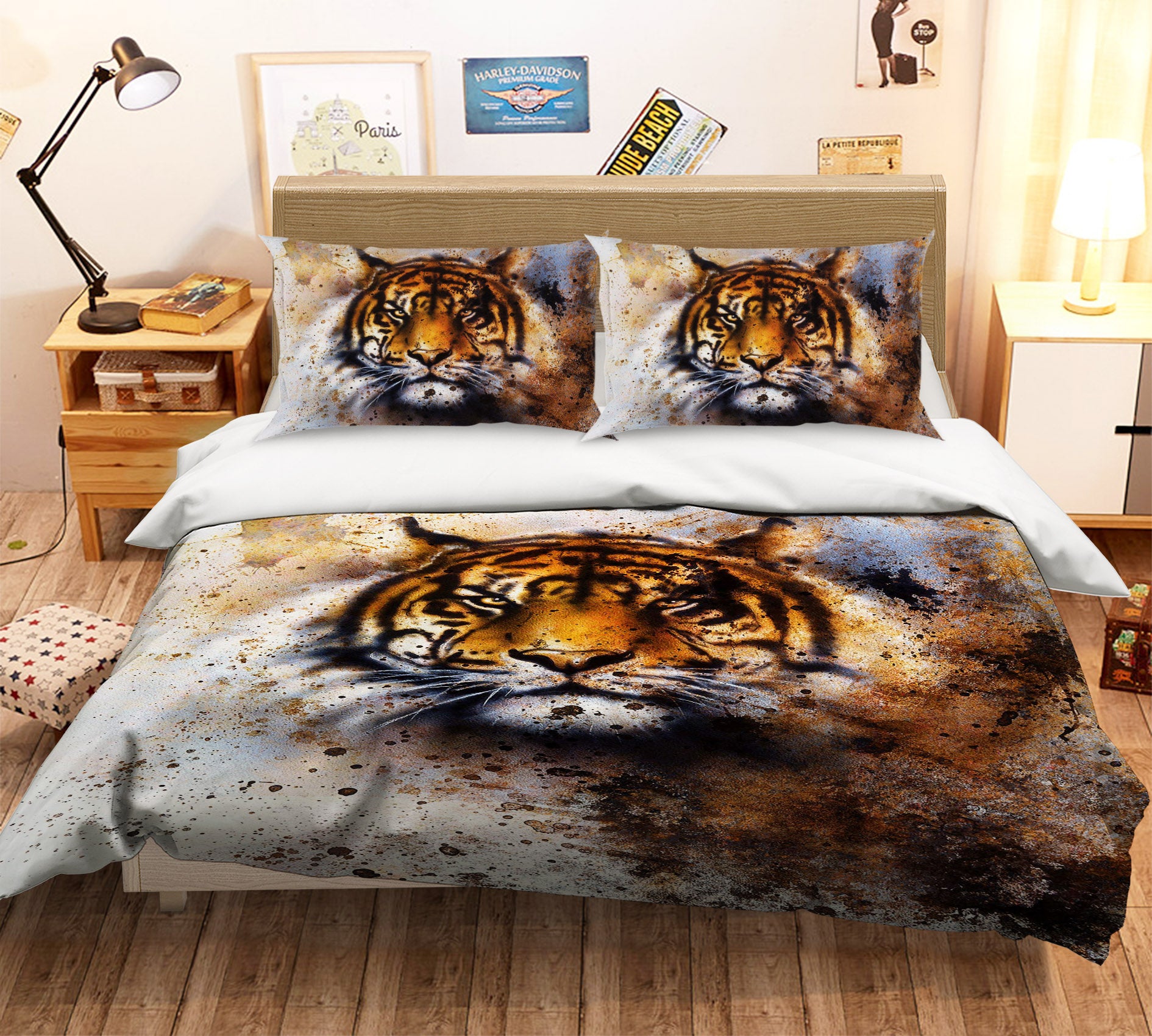 3D Tiger Head 115 Bed Pillowcases Quilt