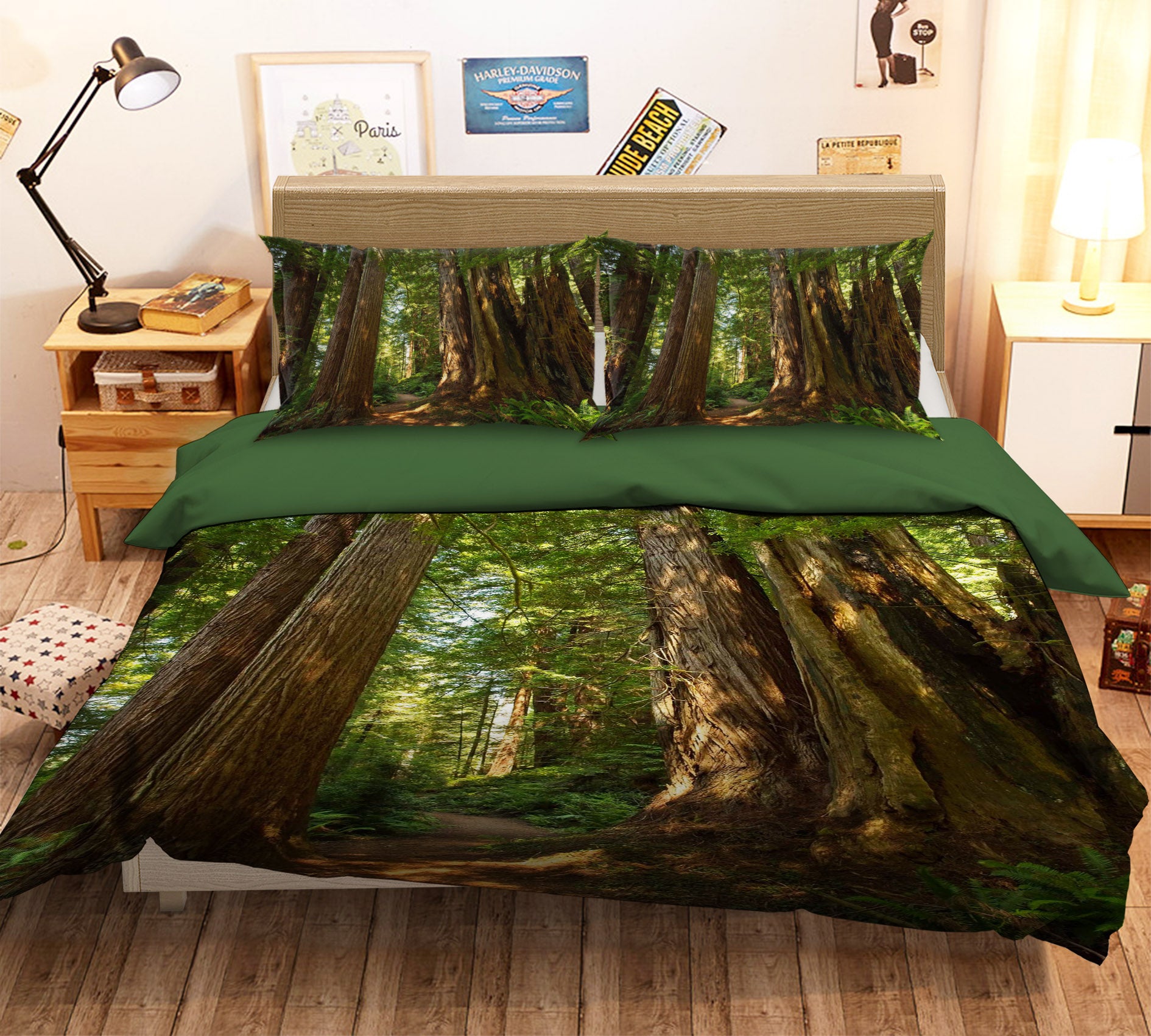 3D Redwood Pathway 2126 Kathy Barefield Bedding Bed Pillowcases Quilt