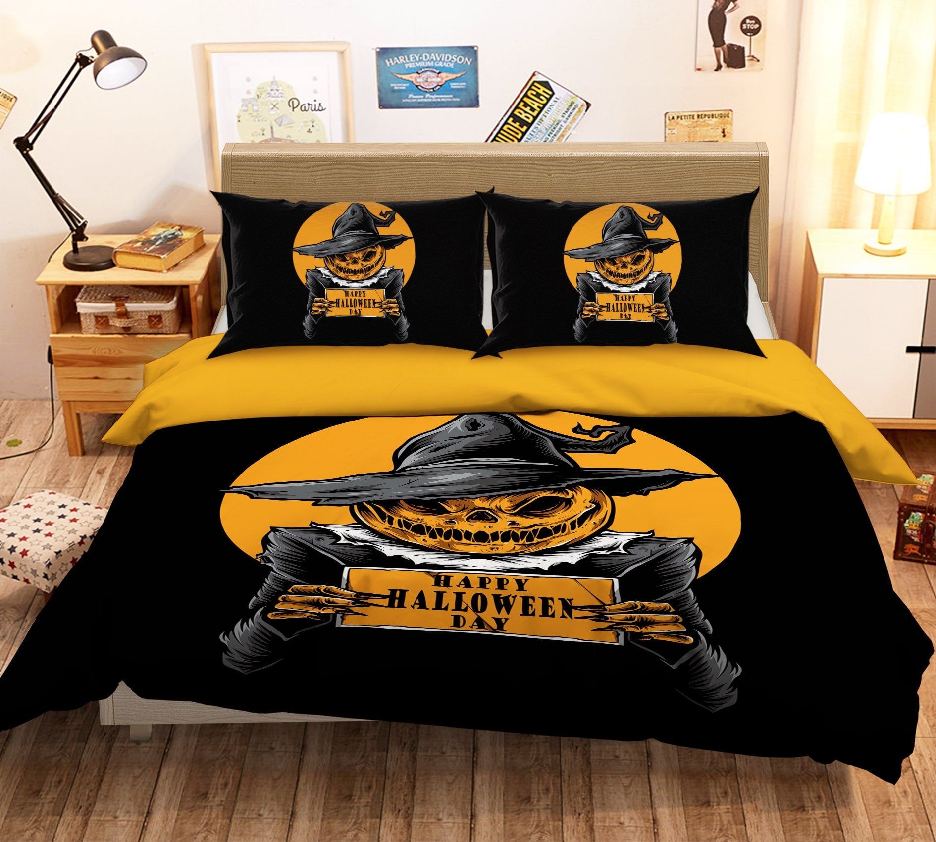 3D Pumpkin Man 1207 Halloween Bed Pillowcases Quilt Quiet Covers AJ Creativity Home 