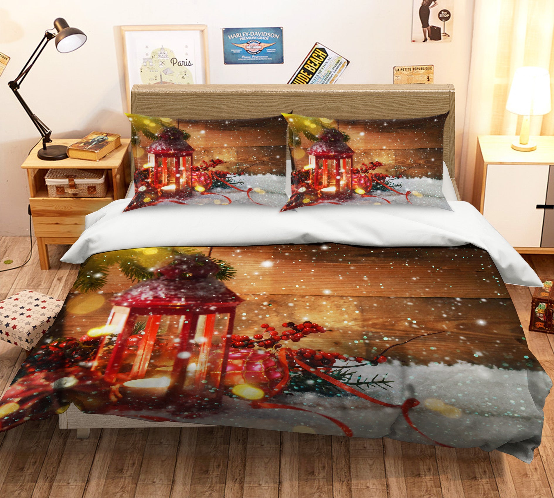 3D Snow Candle 53004 Christmas Quilt Duvet Cover Xmas Bed Pillowcases