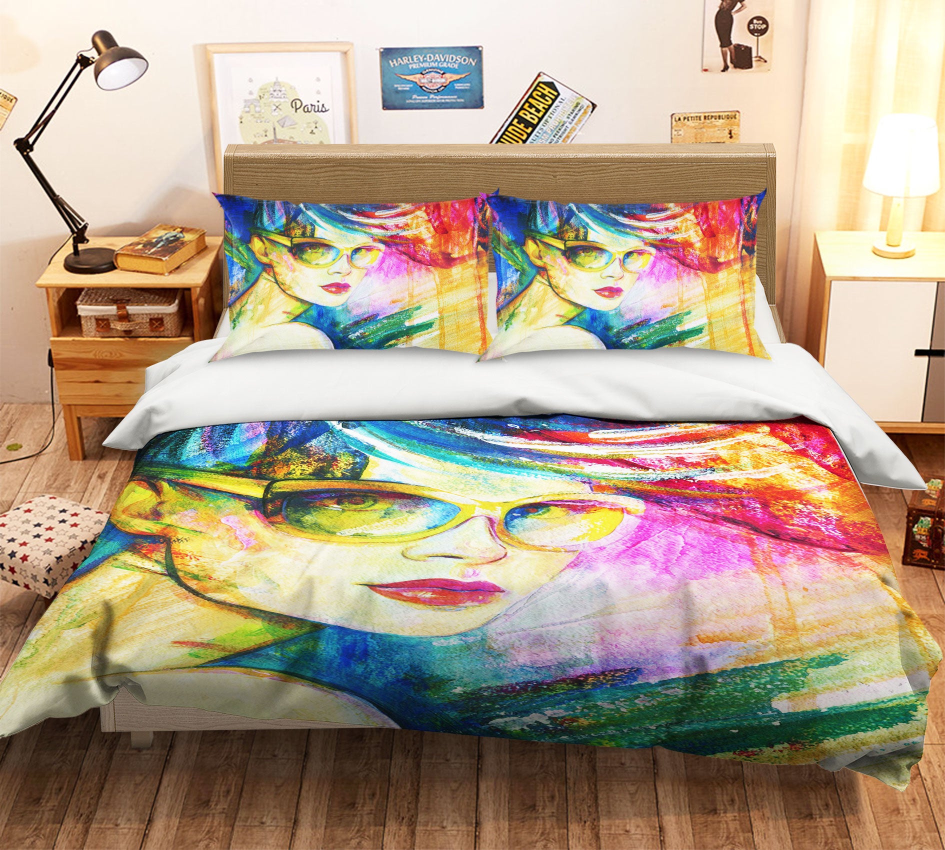 3D Painting Sunglasses Woman 051 Bed Pillowcases Quilt